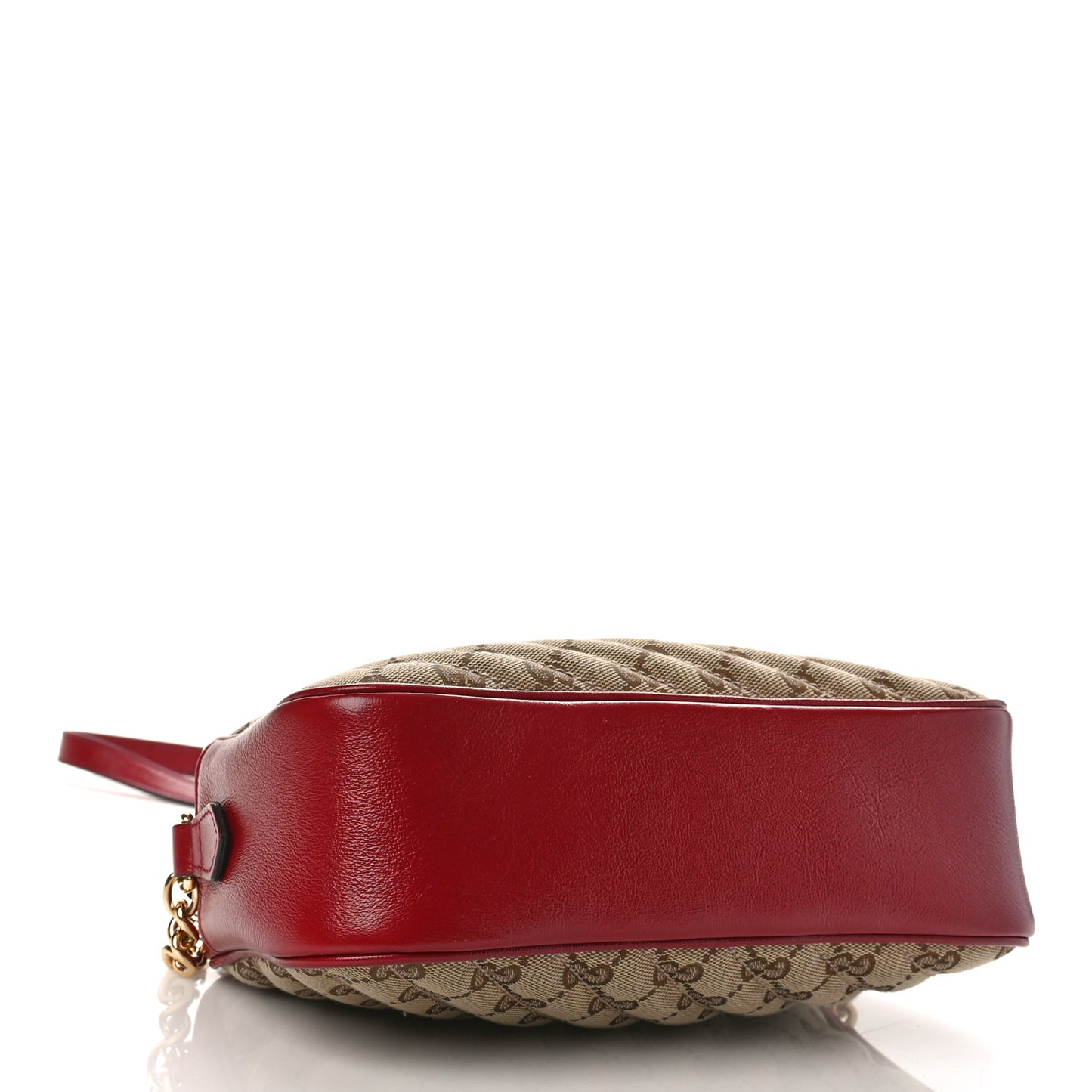 Monogram Azalea Calfskin Matelasse Diagonal Small GG Marmont Chain Shoulder Bag Beige Ebony New Cherry Red