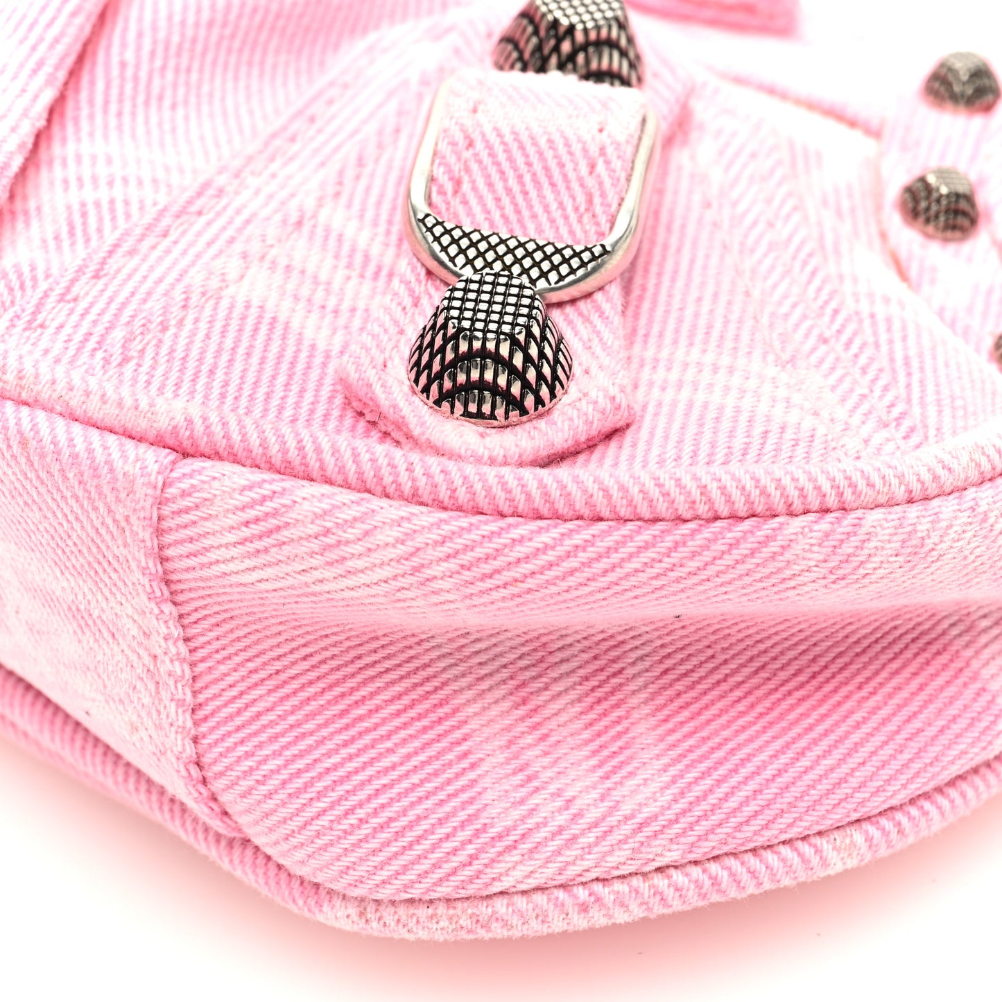 Washed Denim BB Monogram Le Cagole Mini Purse With Chain Pink