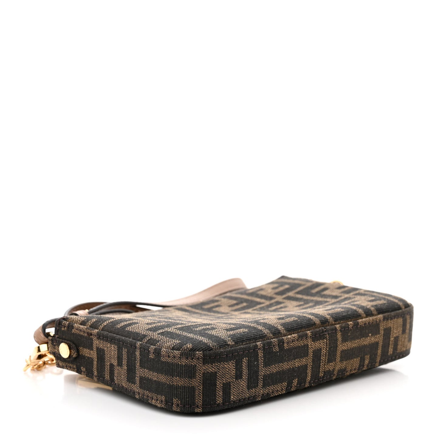 Fabric Jacquard Vitello Grace FF 1974 Baguette Pouch Tobacco Moro Sand