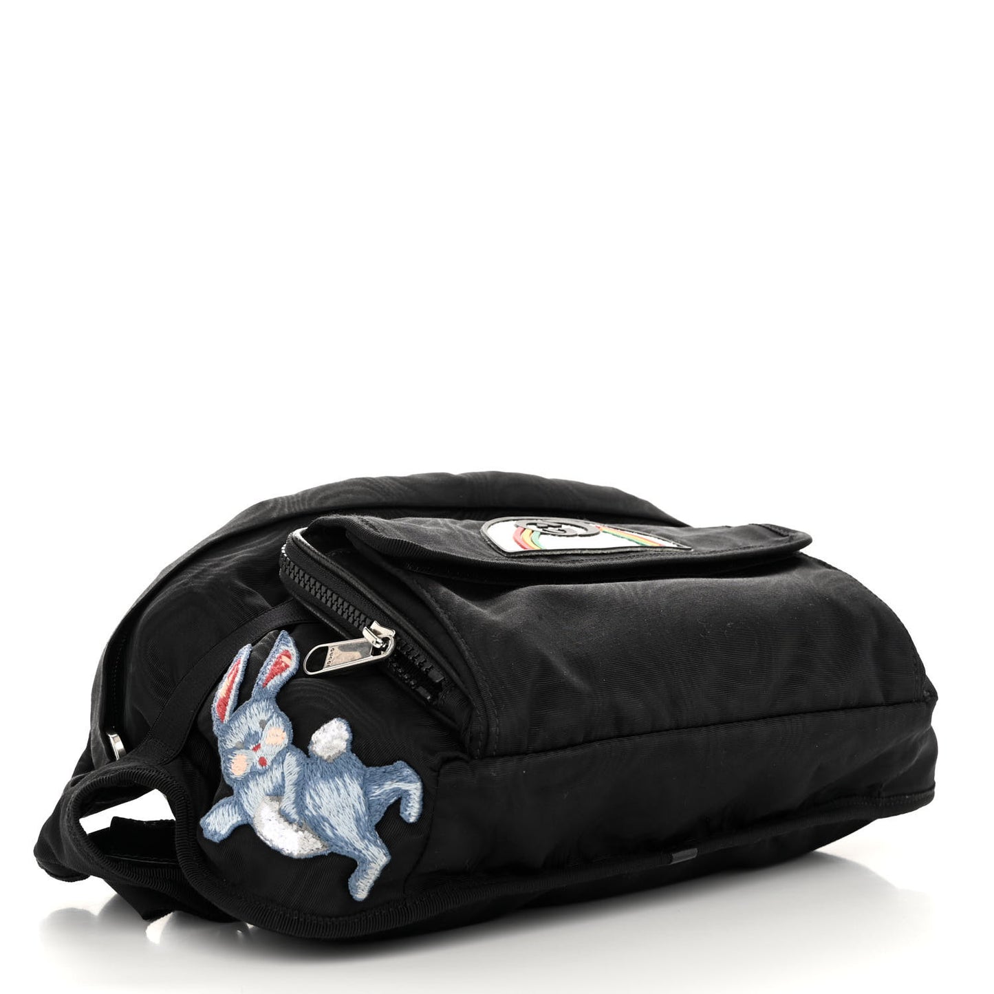 Nylon Retro Patch Convertible Belt Bag Black