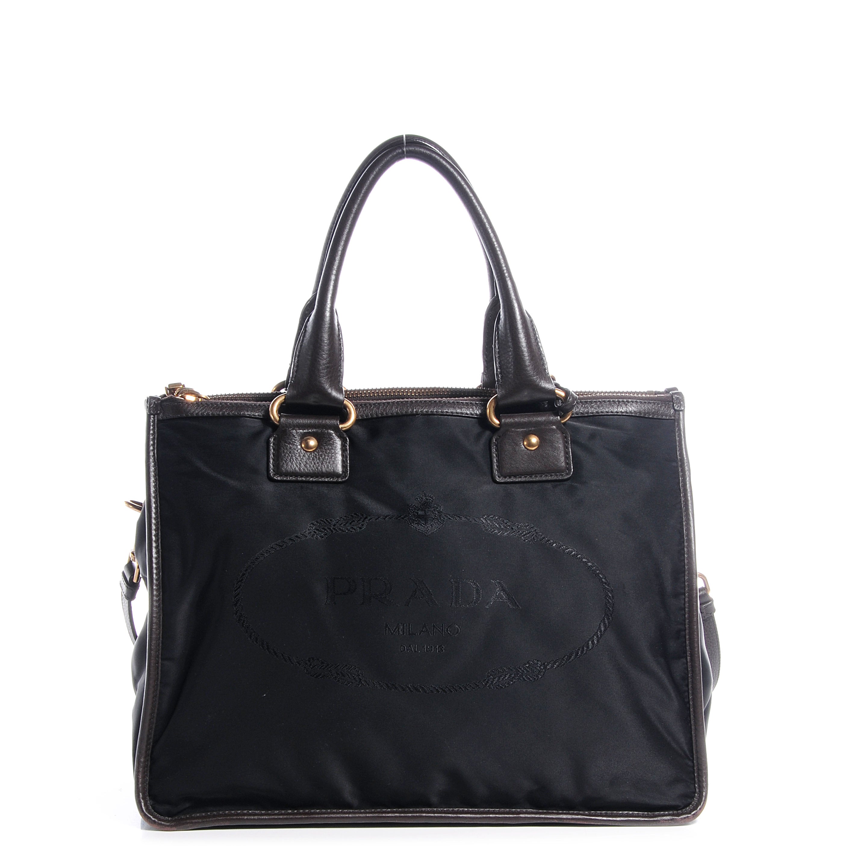 バッグ PRADA 2way leather tote bag black Prada Brushed leather tote Black - Men | VIETTI Online Store