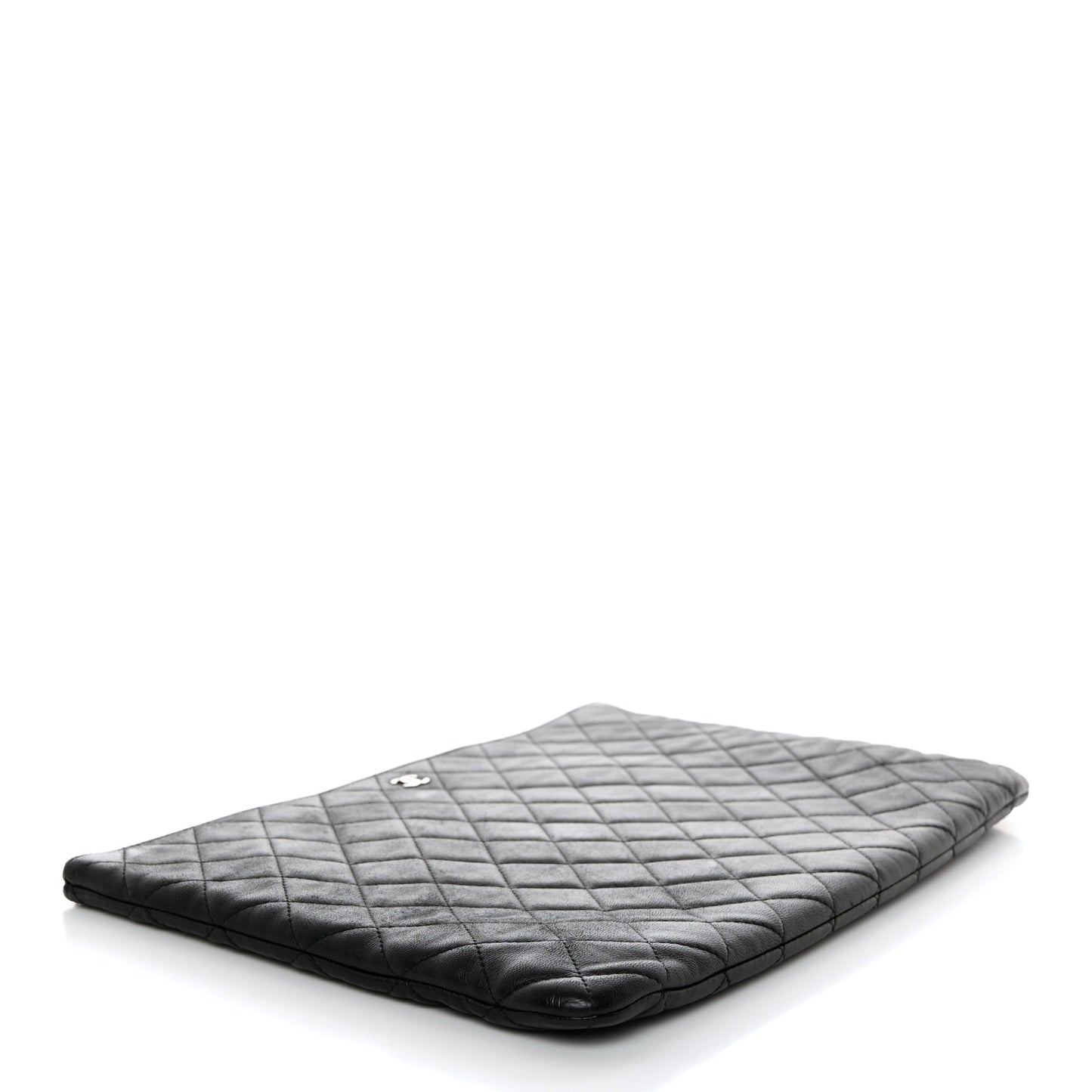 Lambskin Quilted Large Cosmetic Case Black