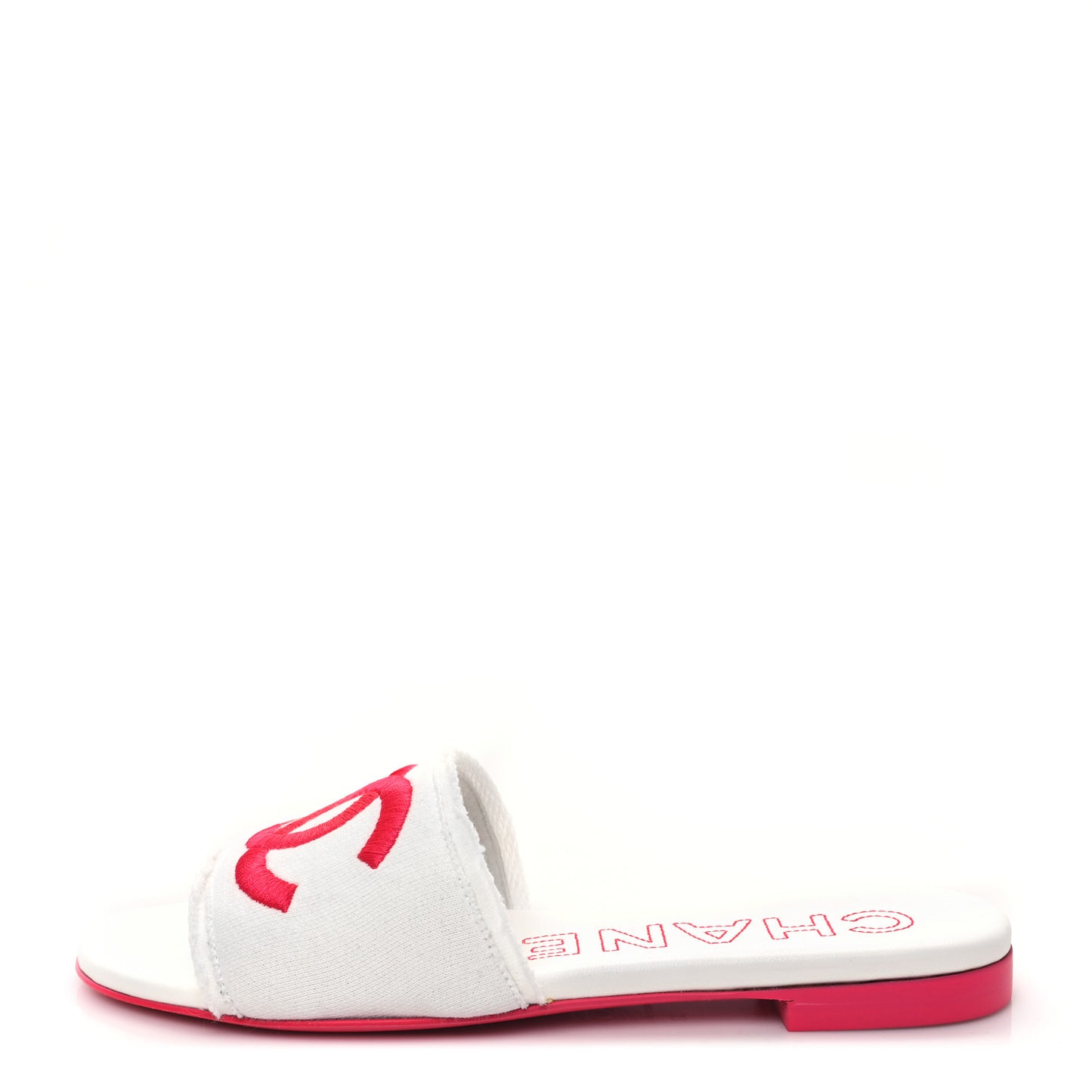 Jersey Knit CC Mules 37 White Fuchsia