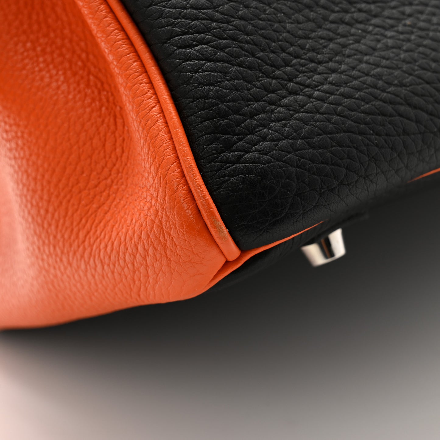 Taurillon Clemence Bi-Color Horseshoe Birkin 35 Black Orange
