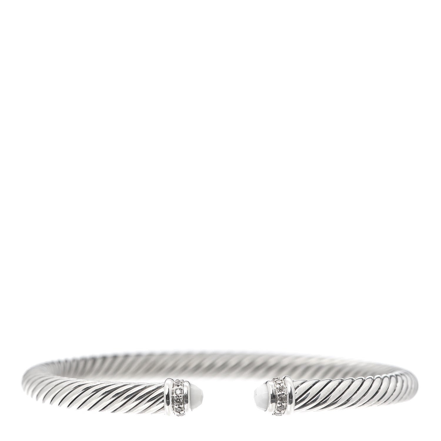 David Yurman Sterling Silver Diamond White Agate 5mm Cable Classics Bracelet 1 of 4