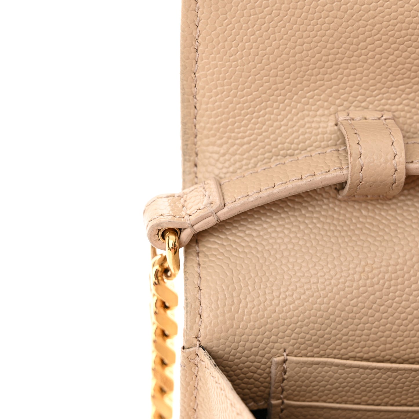 Grain De Poudre Matelasse Chevron Monogram Envelope Chain Wallet Nude Powder