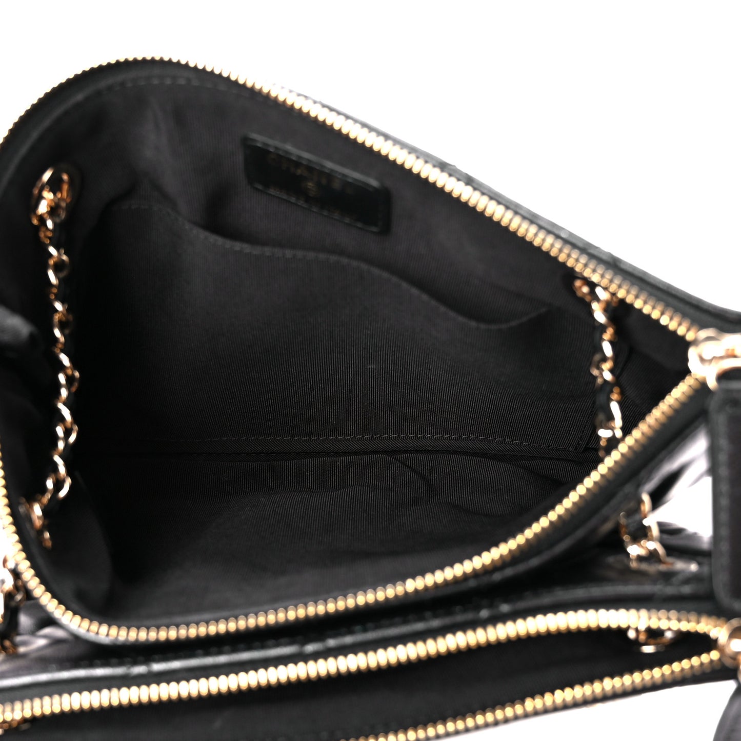 Shiny Lambskin Quilted Medium Double Case With Strap Black