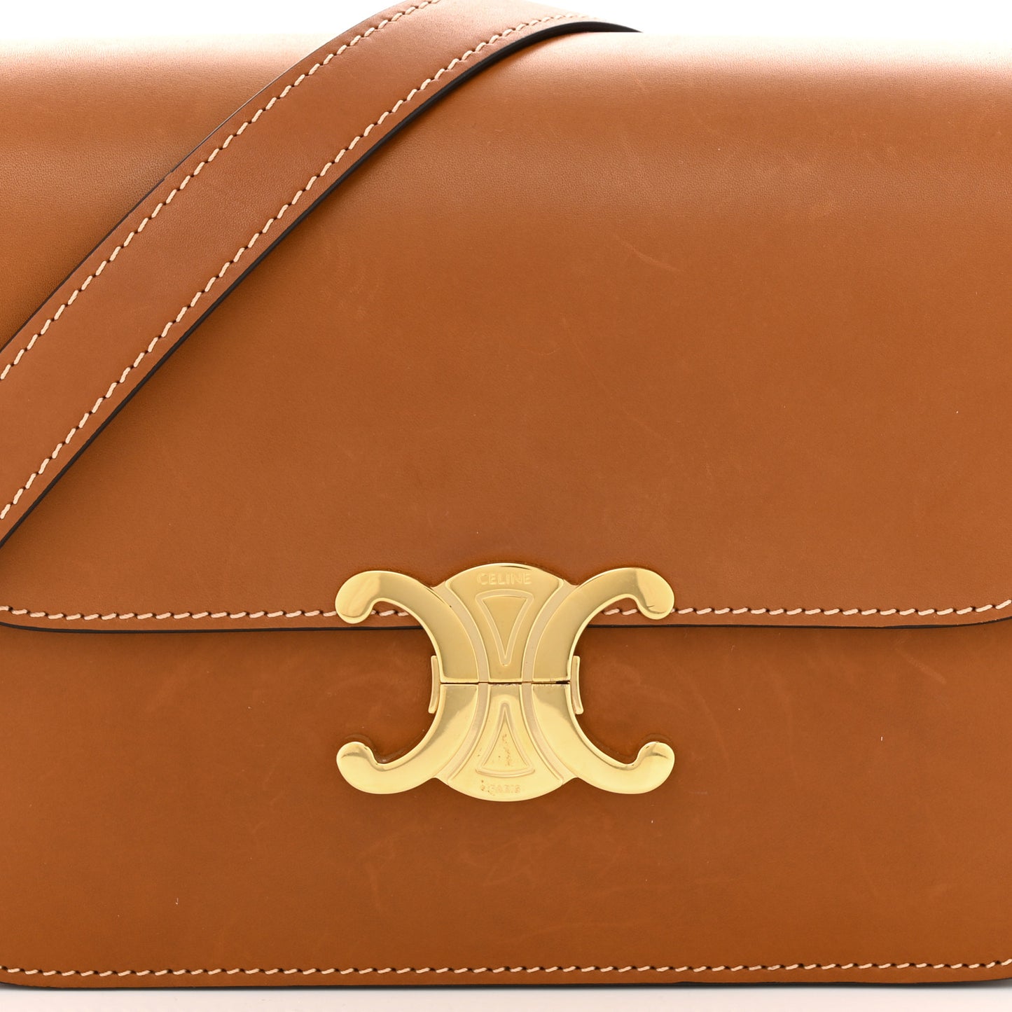 Shiny Calfskin Medium Triomphe Tan
