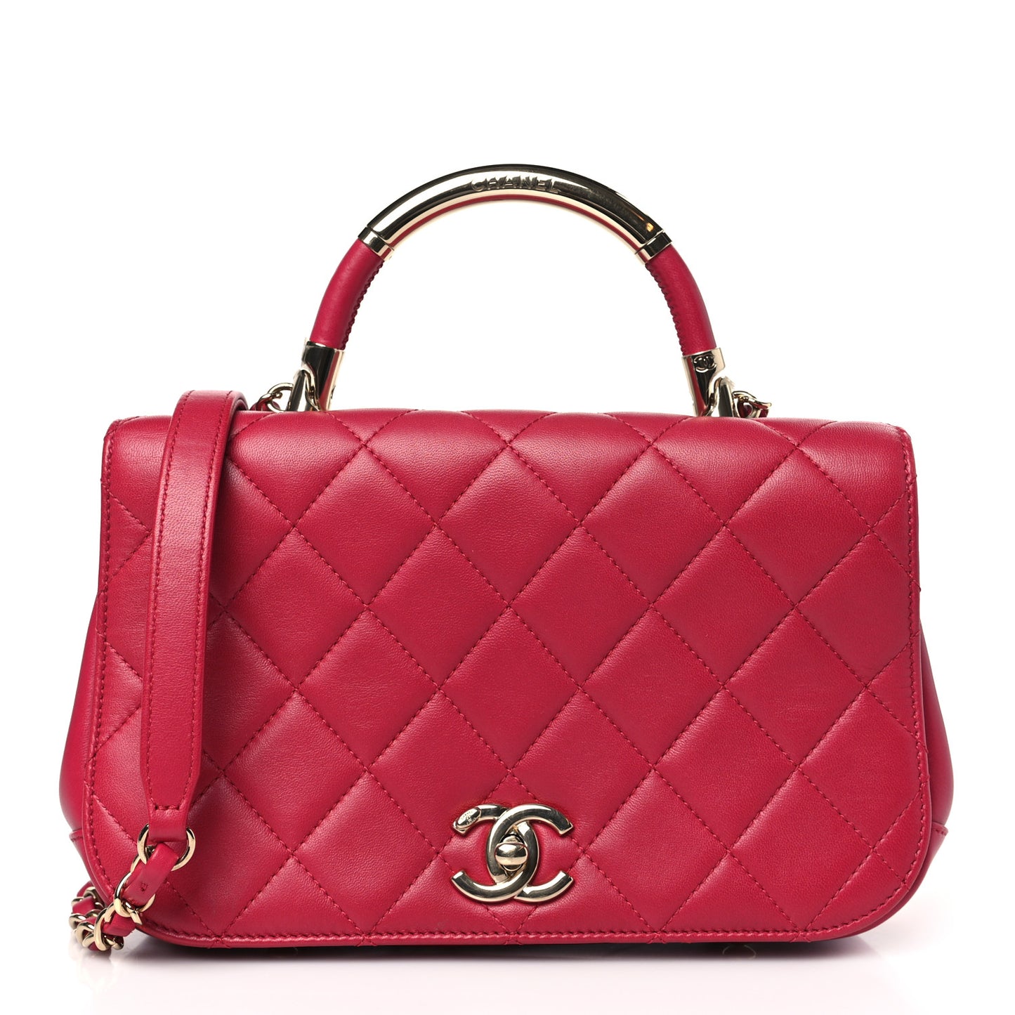 Lambskin Small Carry Chic Flap Dark Pink
