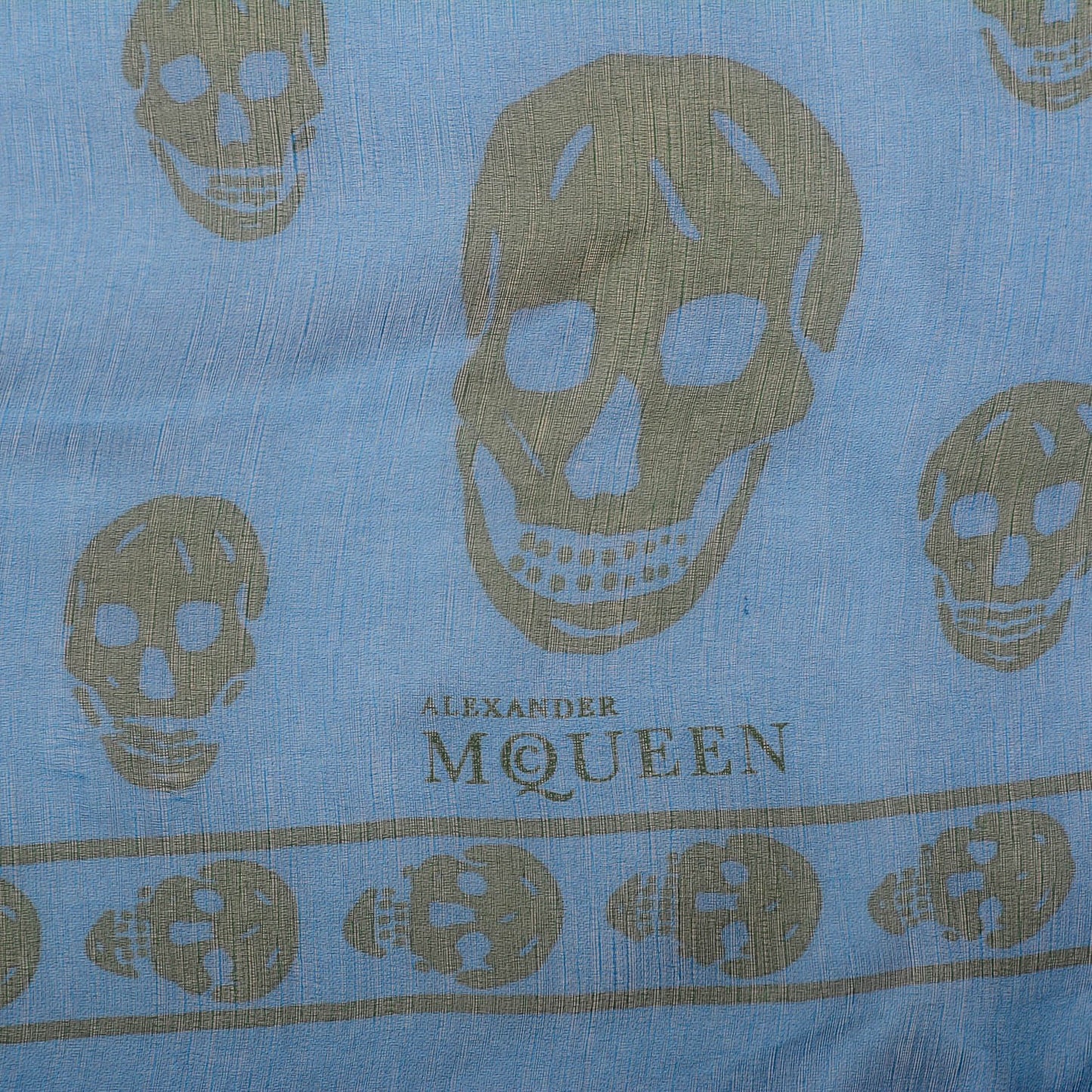 Silk Chiffon Skull Scarf Blue