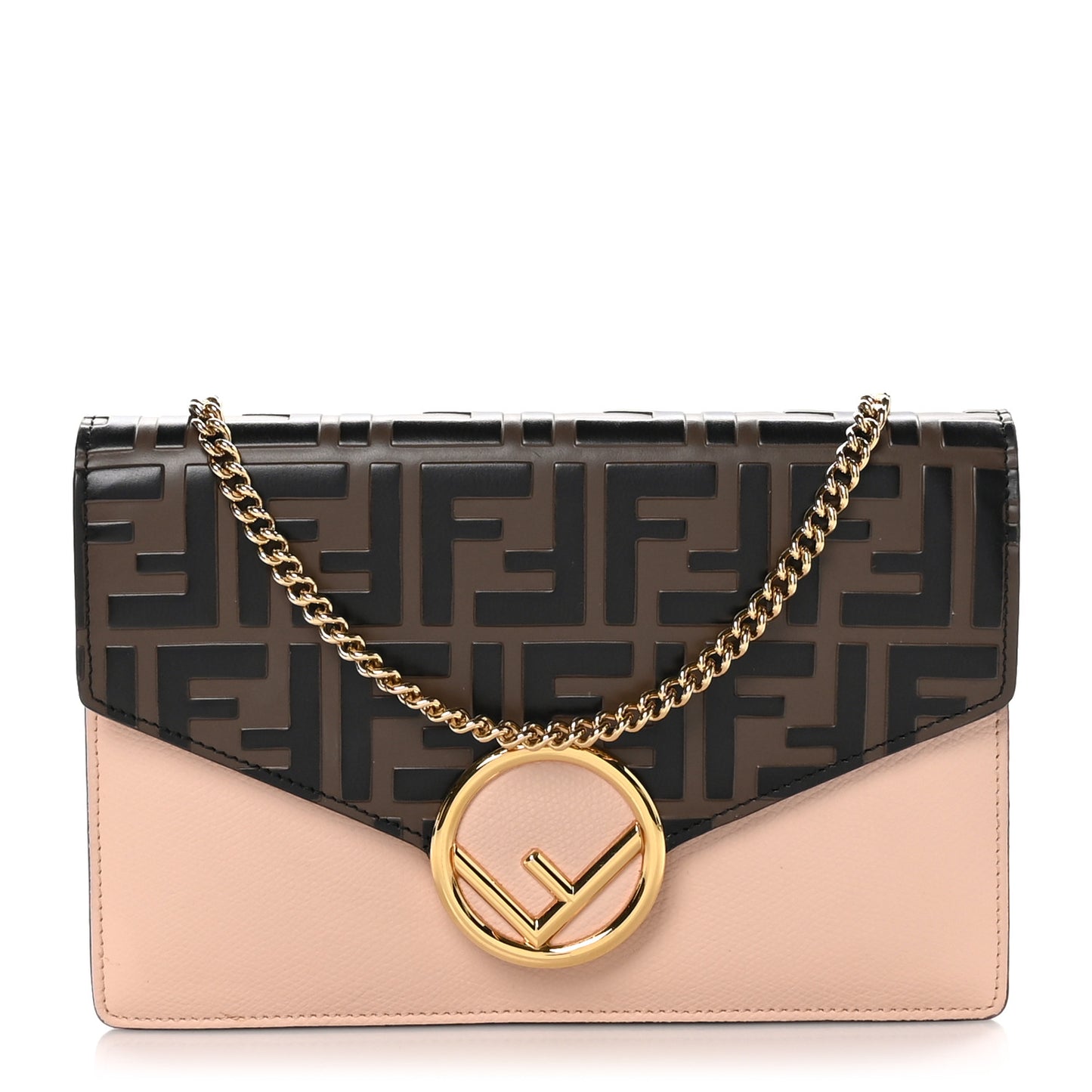 Vitello Cruise F is Fendi FF 1974 Embossed Medium Envelope Wallet On Chain Maya Black Light Rose