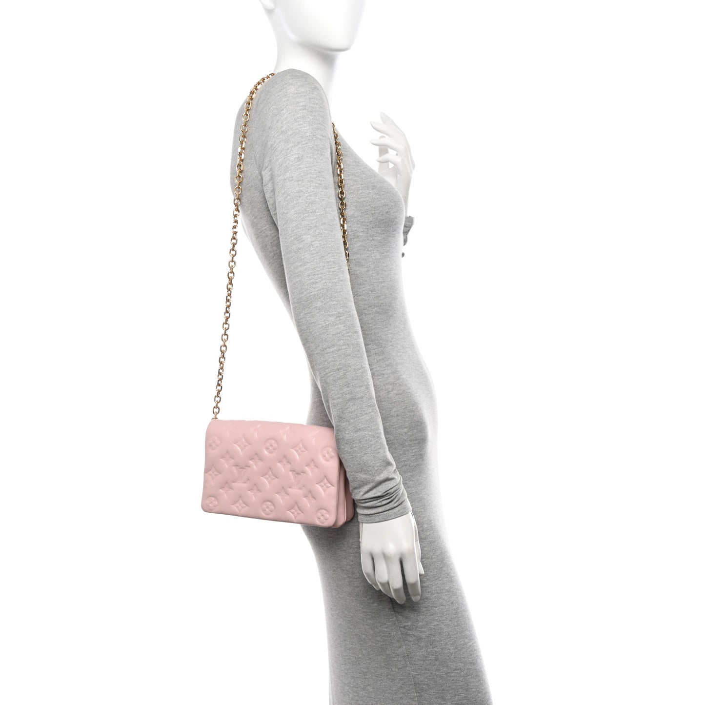 Lambskin Embossed Monogram Pochette Coussin Rose