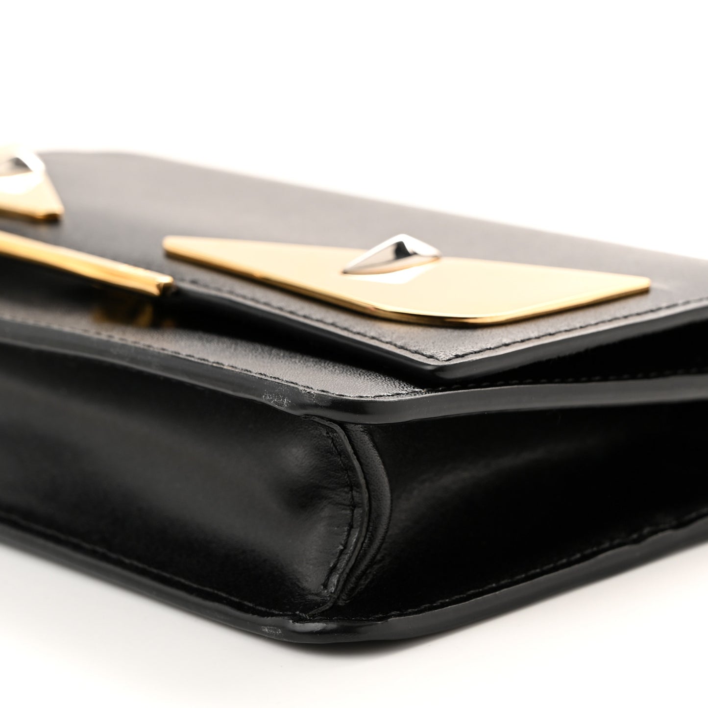 Vitello Liberty Lucido Metal Monster Eyes Tube Wallet on Chain Black