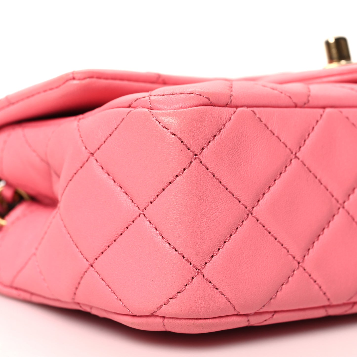 Lambskin Quilted Mini Rectangular Pearl Crush Flap Pink