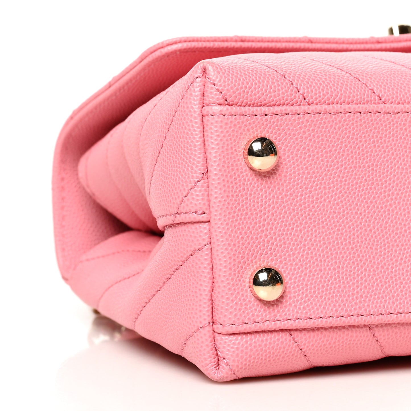 Caviar Chevron Quilted Mini Coco Handle Flap Pink