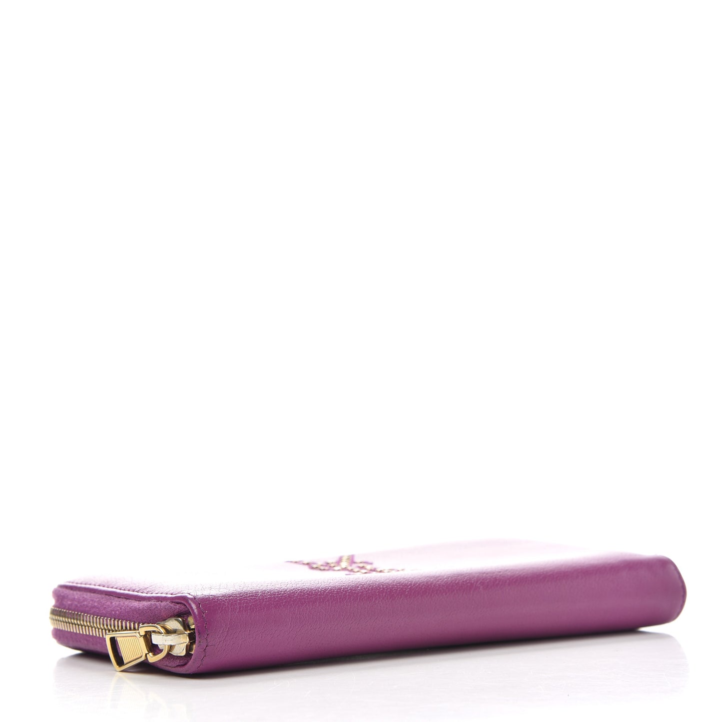 Calfskin Studded Belle de Jour Zip Around Wallet Purple