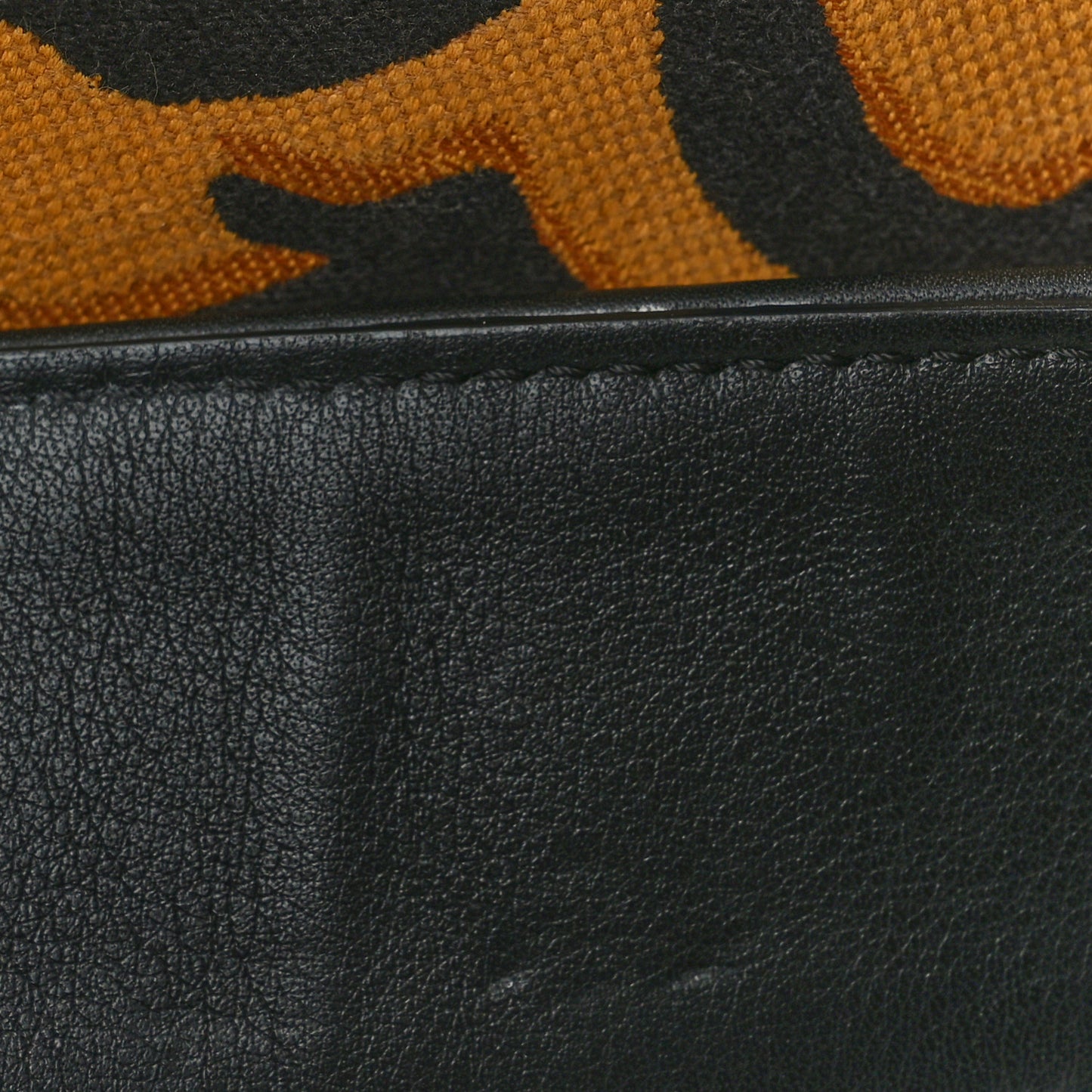 Canvas Chinese New Year Tiger Embroidered Mini Baguette Black Dark Yellow