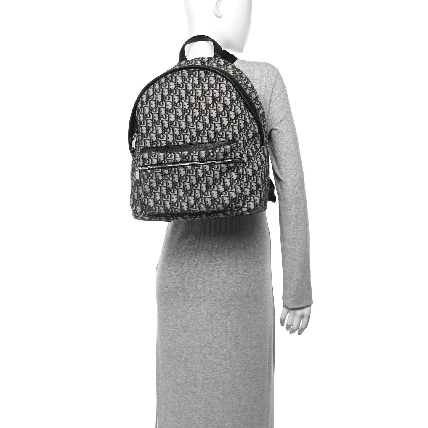 Oblique Calfskin Rider Backpack Beige Black