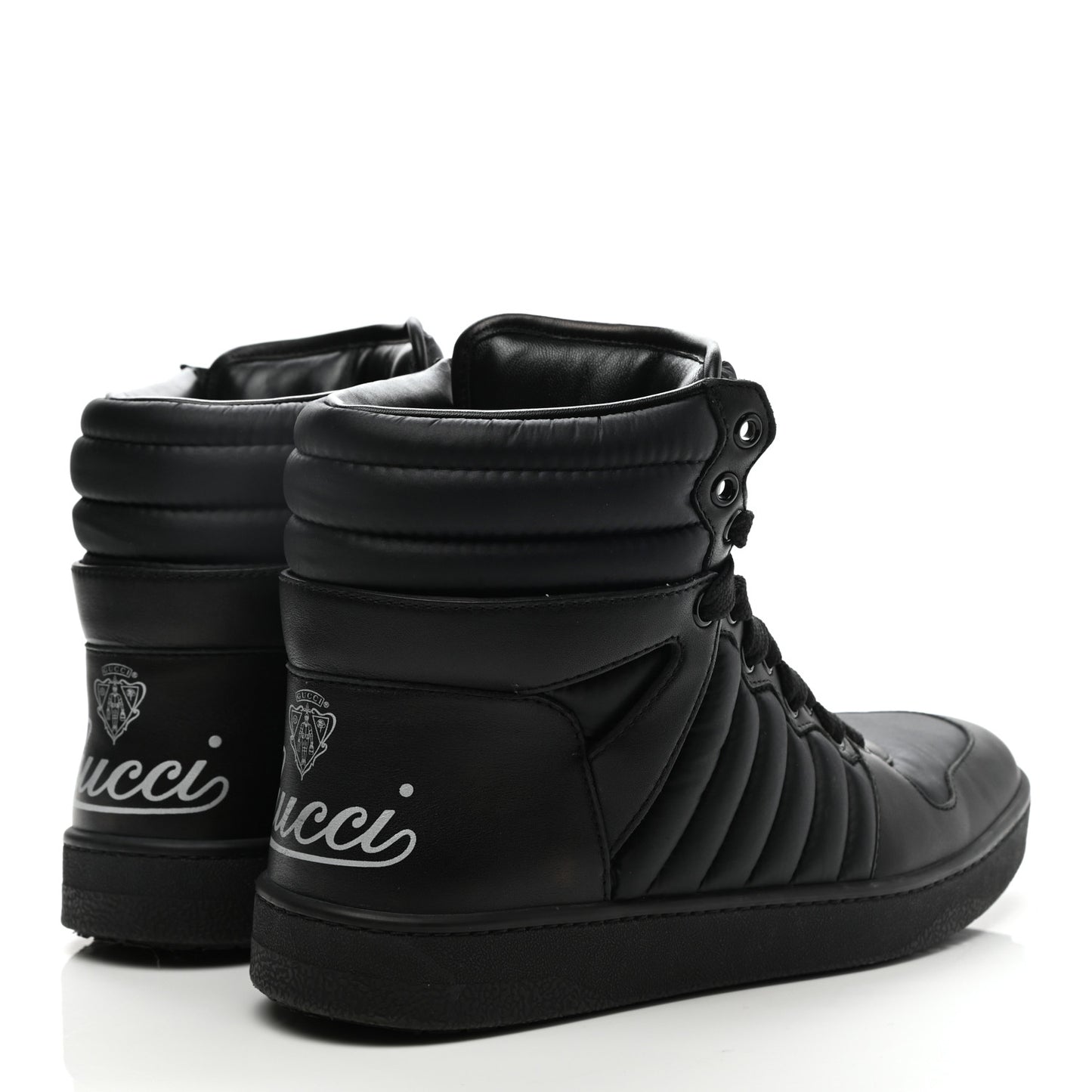 Nylon Calfskin Mens High Top Sneakers 8.5 Black