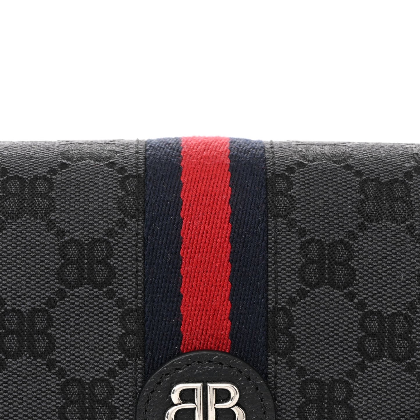 X BALENCIAGA BB Supreme Monogram Web Small Top Handle Bag Black
