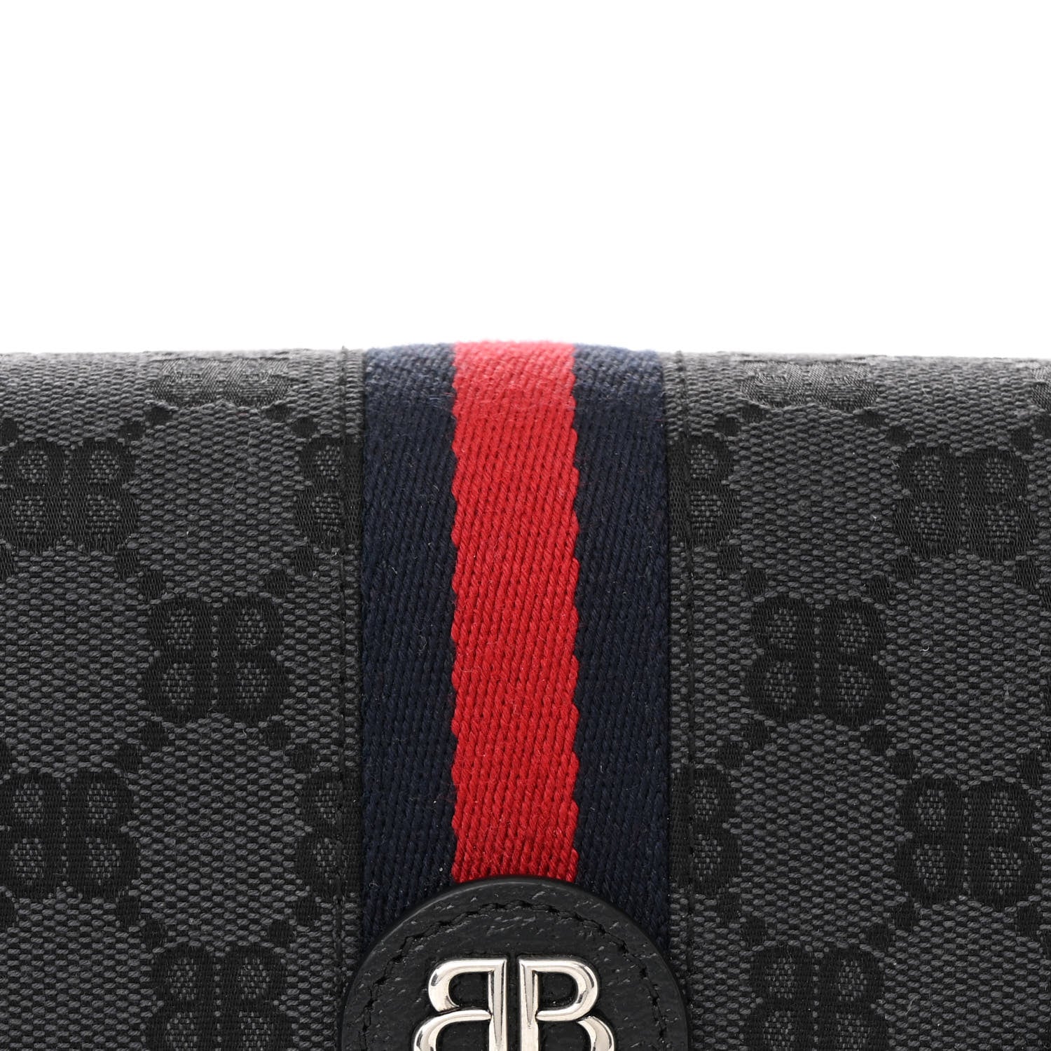 Gucci X BALENCIAGA BB Supreme Monogram Web Small Top Handle Bag Black 9 of 12