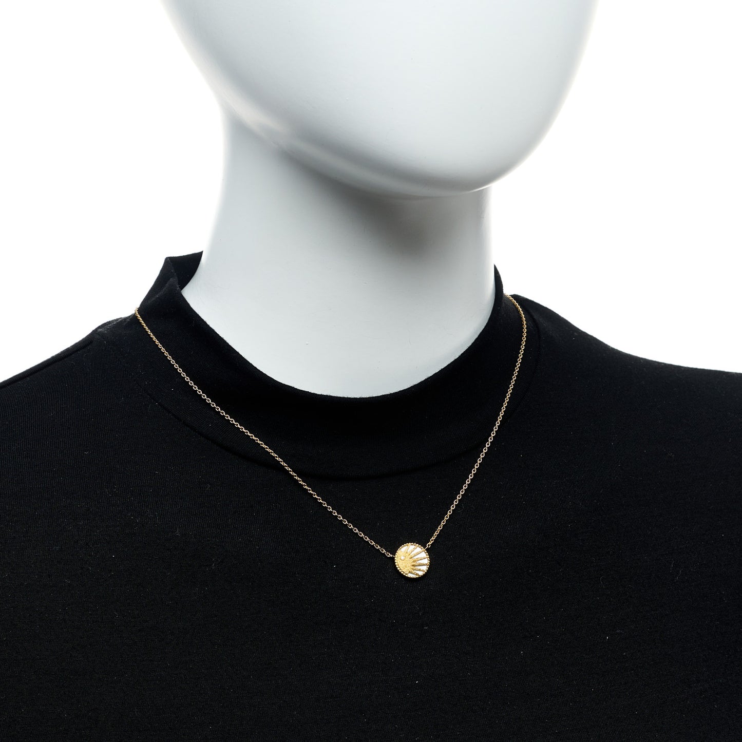 18K Yellow Gold Platinum Diamond Black Onyx Mother of Pearl Rose Celeste Pendant Necklace