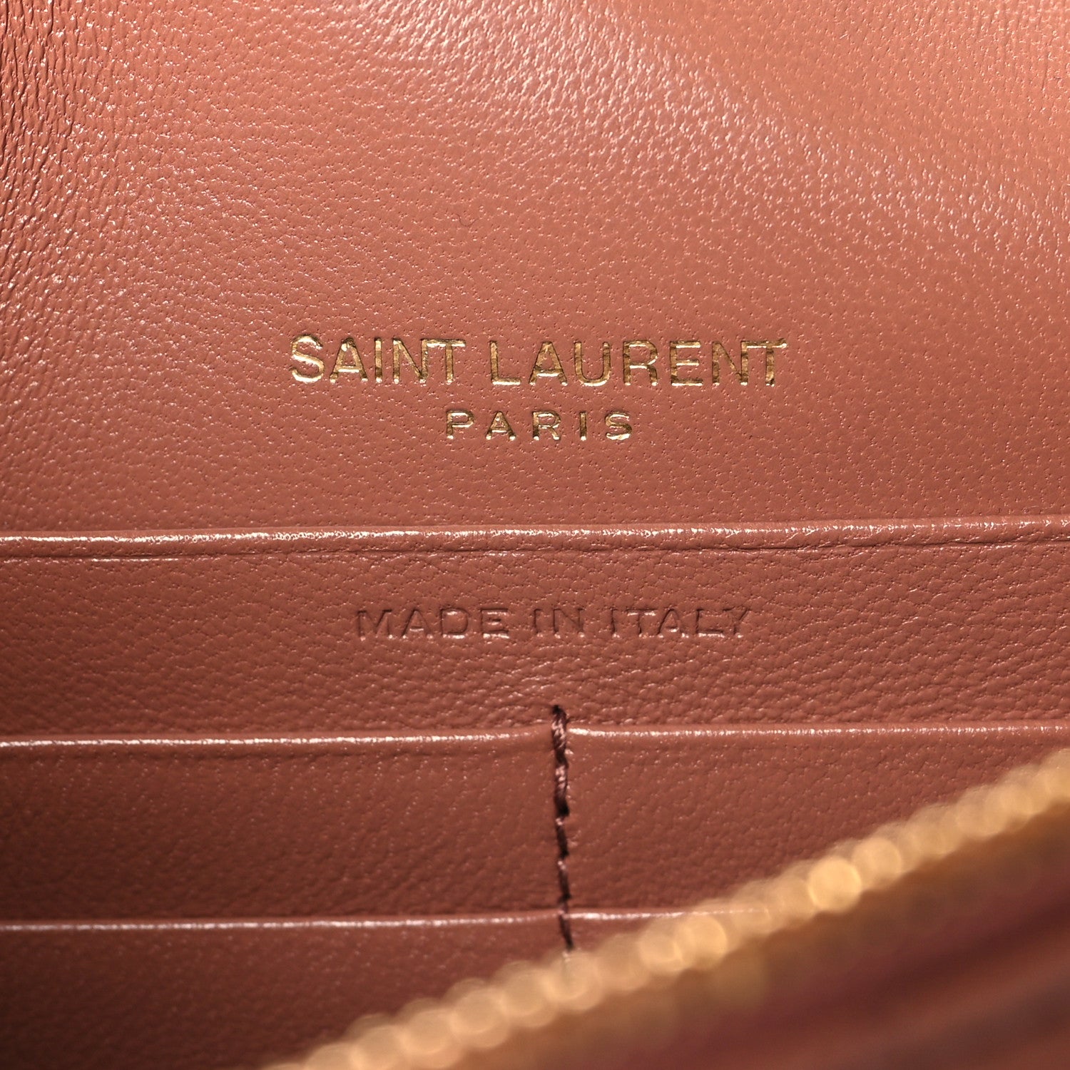 Saint Laurent Calfskin Matelasse Chevron Monogram Envelope Chain Wallet Barely Pink 6 of 9