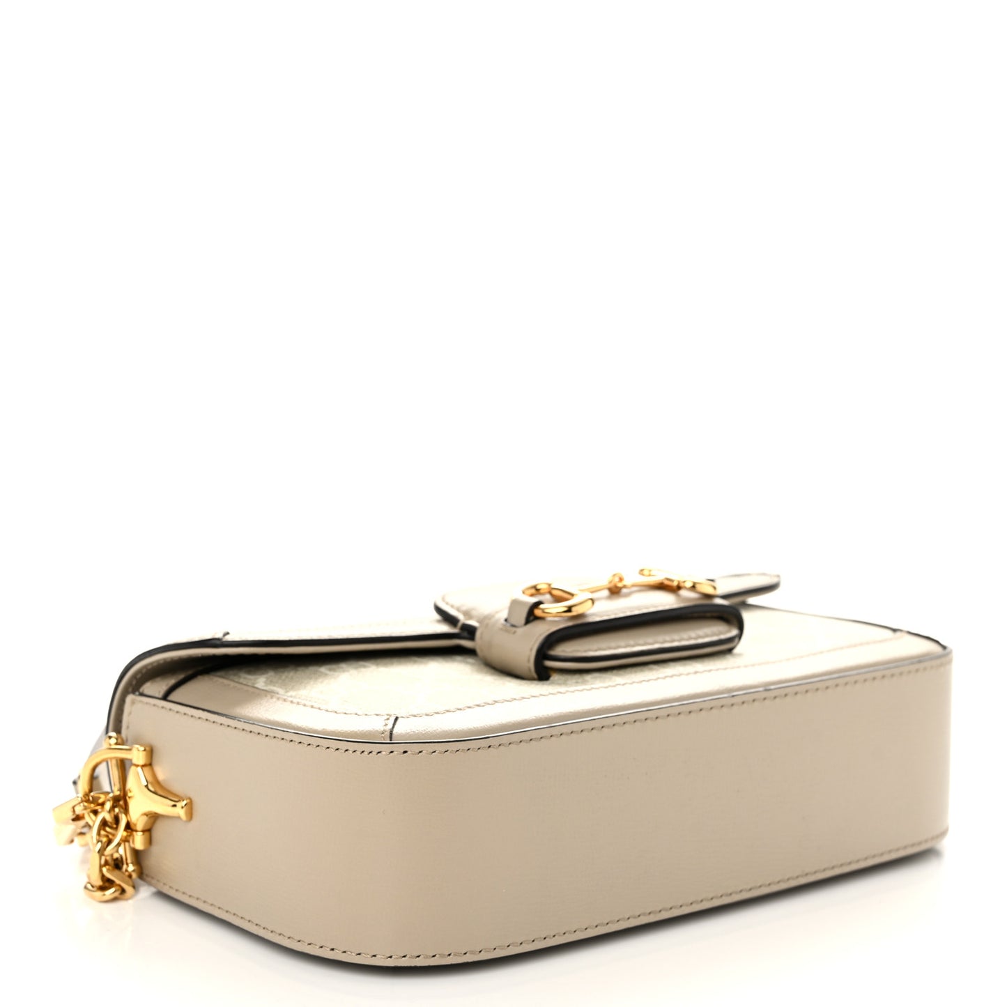 GG Supreme Monogram Small Horsebit 1955 Chain Shoulder Bag Beige Mystic White