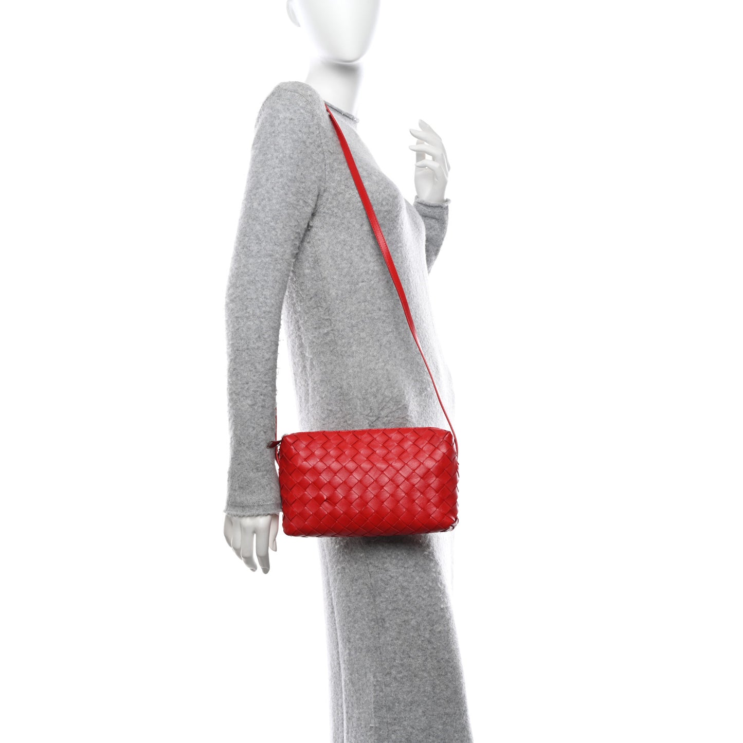 Nappa Intrecciato Small Camera Bag Red