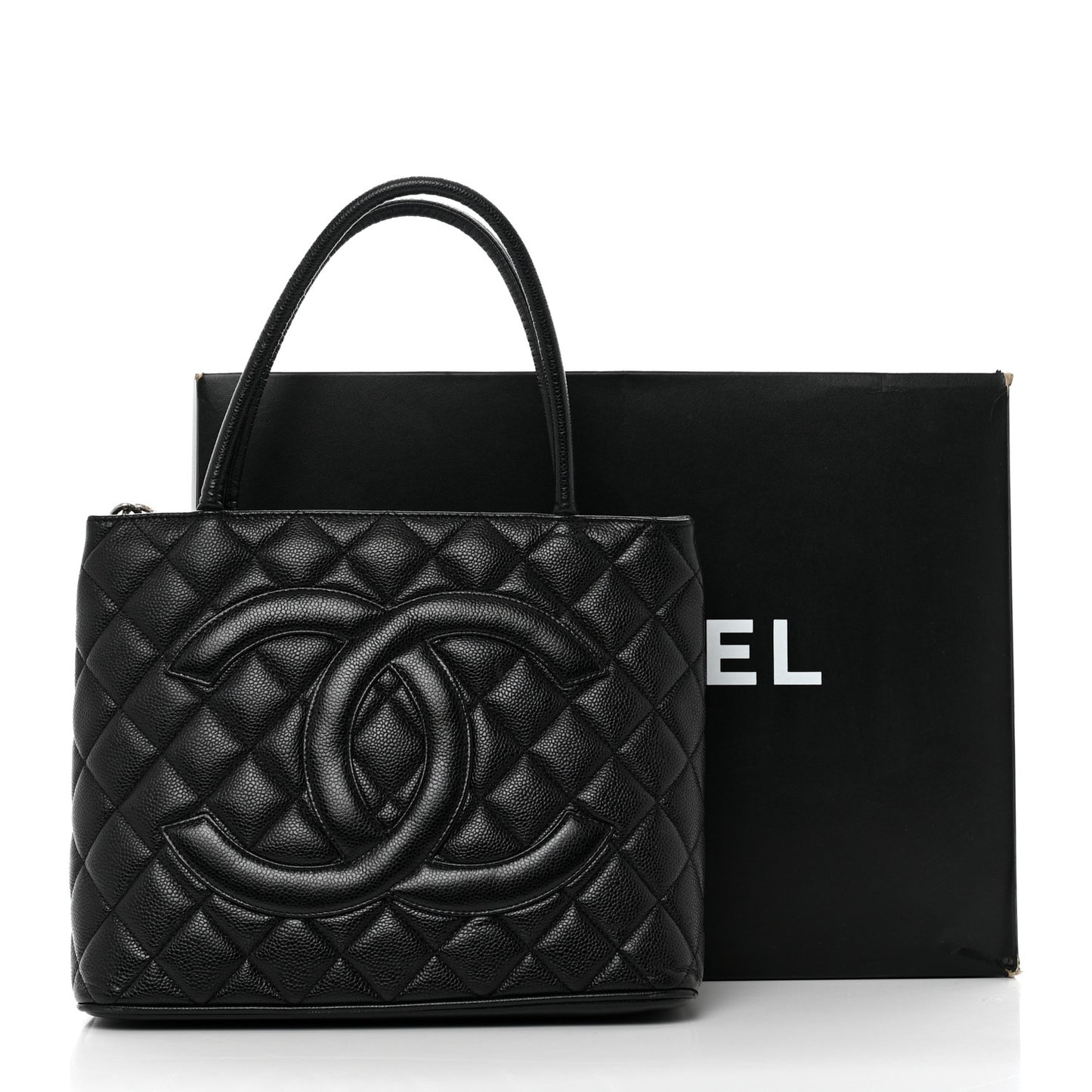 Caviar Quilted Medallion Tote Black