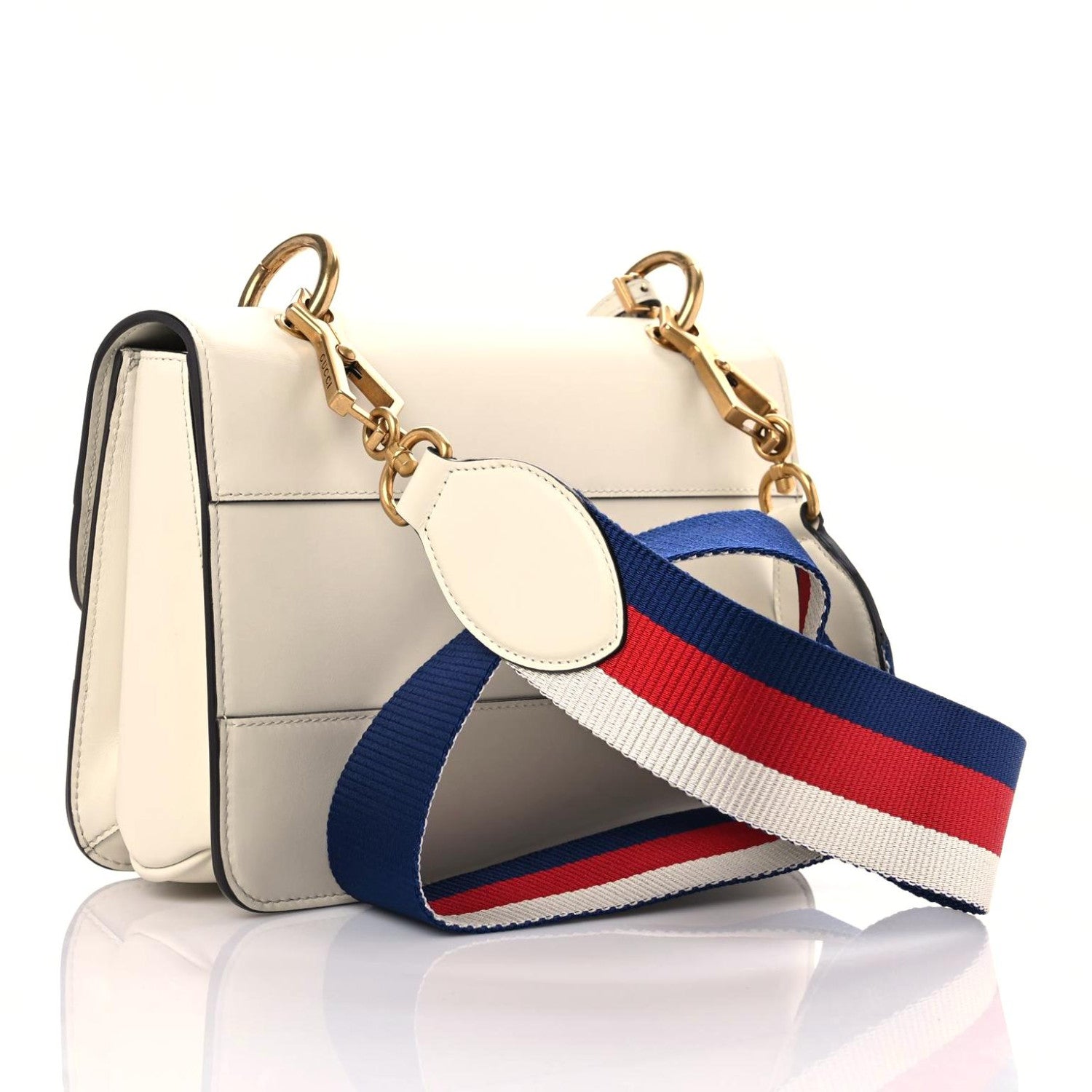 Gucci Calfskin Sylvie Web Queen Margaret Shoulder Bag White 3 of 12