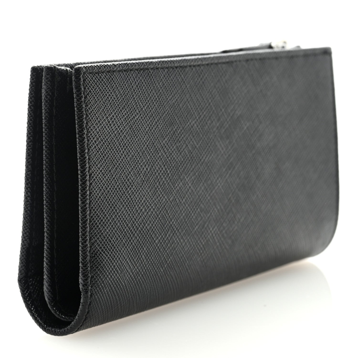 Prada Saffiano Metal Large Zip Wallet Black 3 of 7