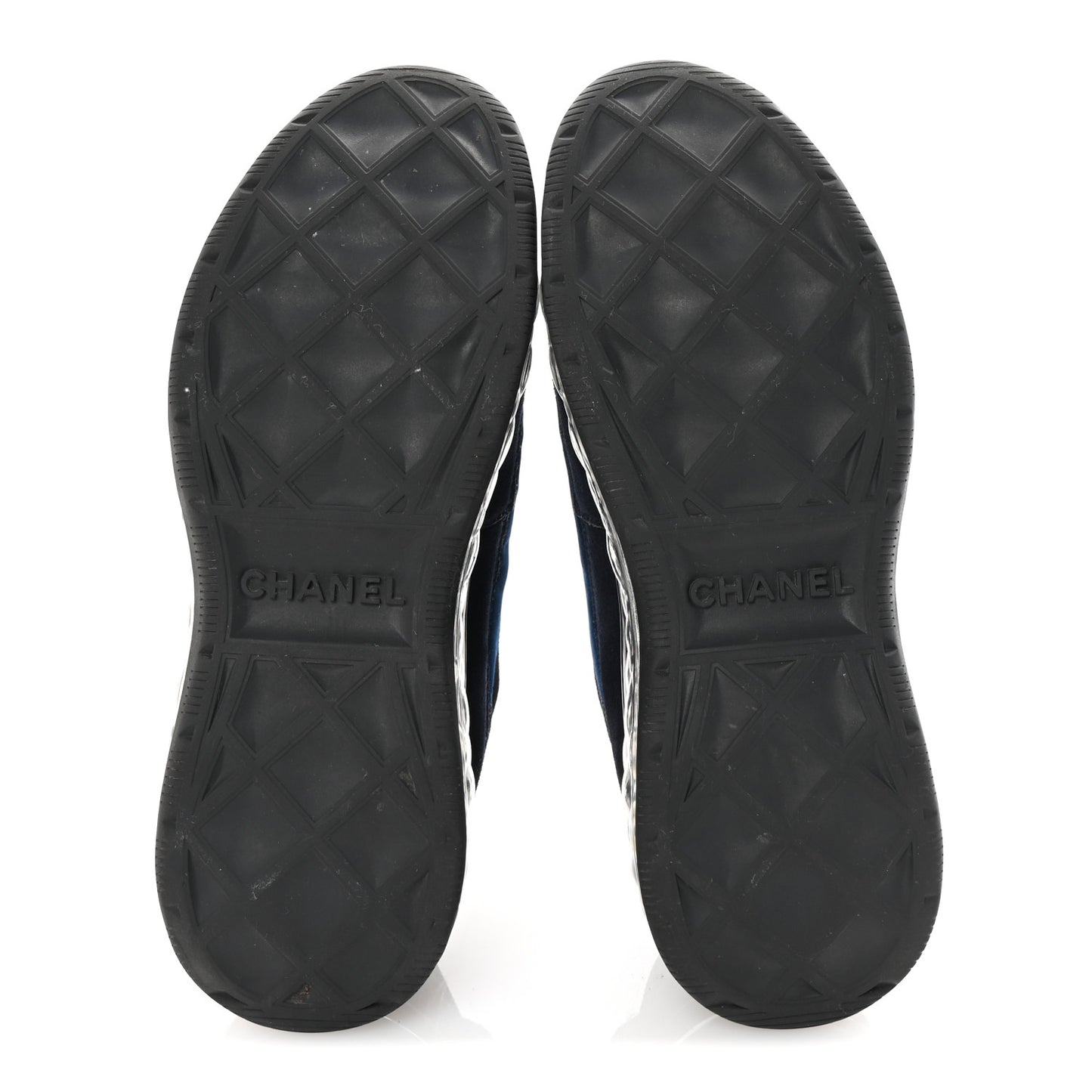 Suede Calfskin Velvet Grosgrain CC Sneakers 37 Navy Blue Black