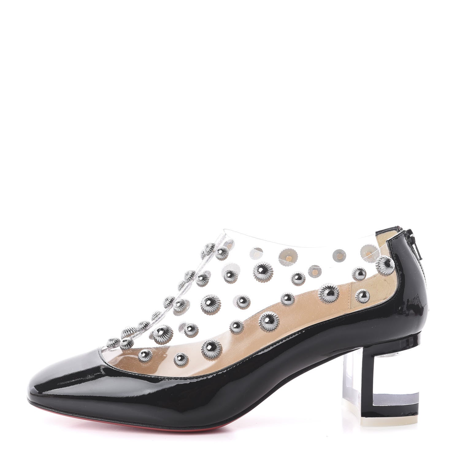 Christian Louboutin Patent PVC Space Odd 55 Pumps 38 Version Black Dark Gunmetal 1 of 6