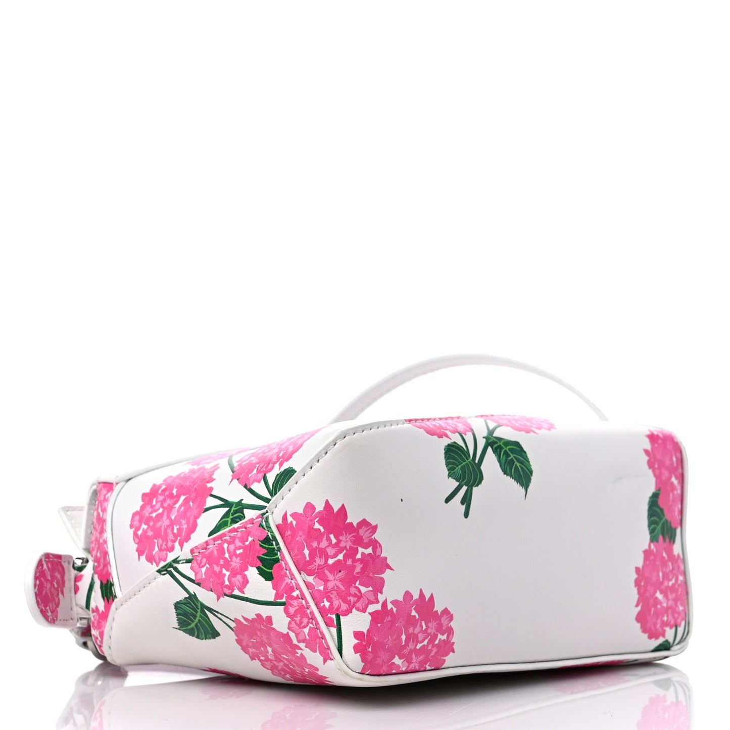 Satin Calfskin Flower Print Mini Puzzle Edge Bag White Multicolor