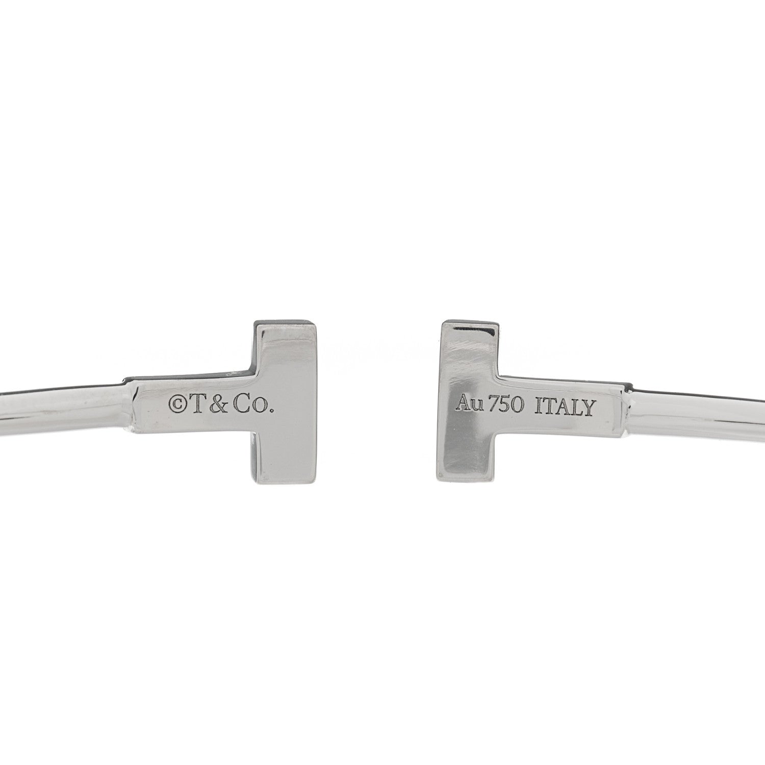 Tiffany 18K White Gold Narrow T Wire Bracelet 1 of 3