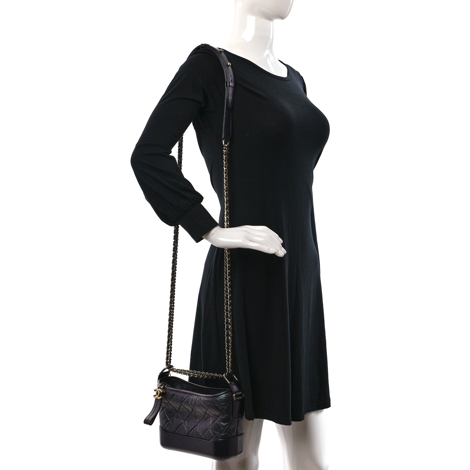 Chanel Iridescent Aged Calfskin Quilted Small Gabrielle Hobo Black 2 of 9