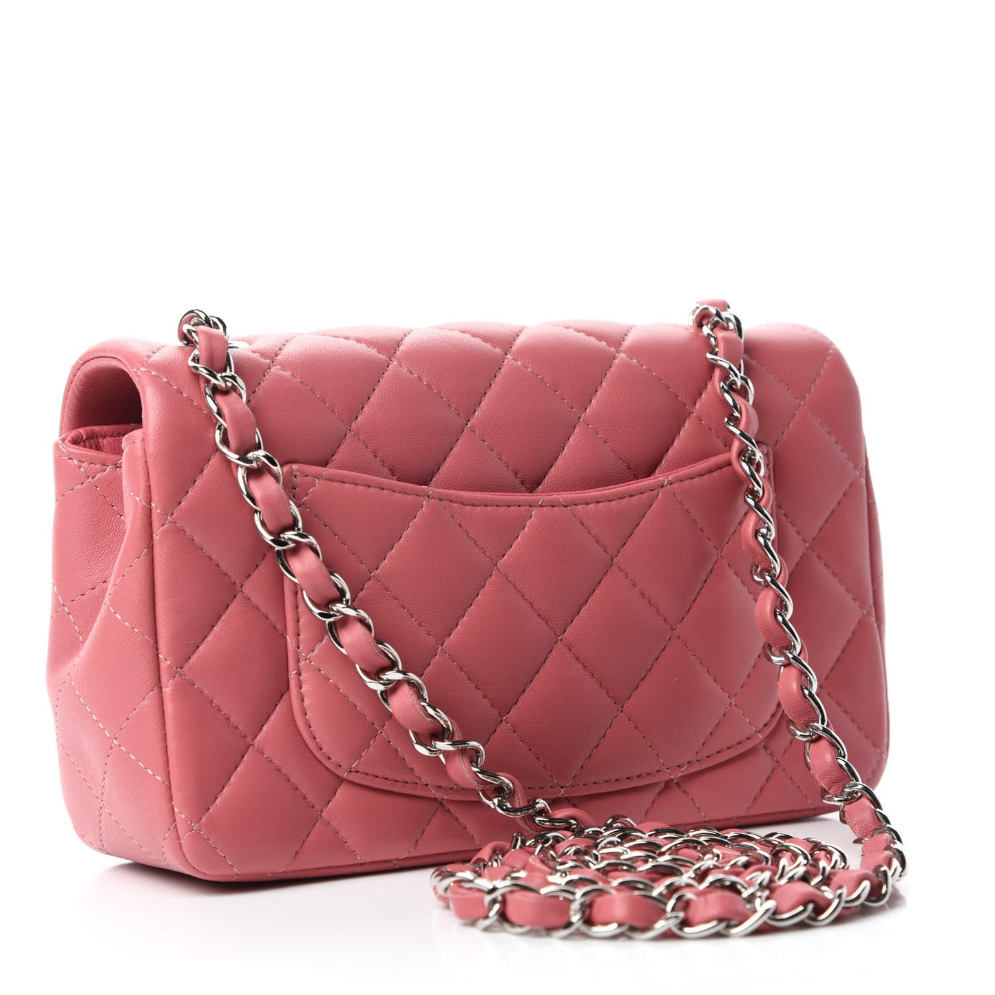 Lambskin Quilted Mini Rectangular Flap Pink
