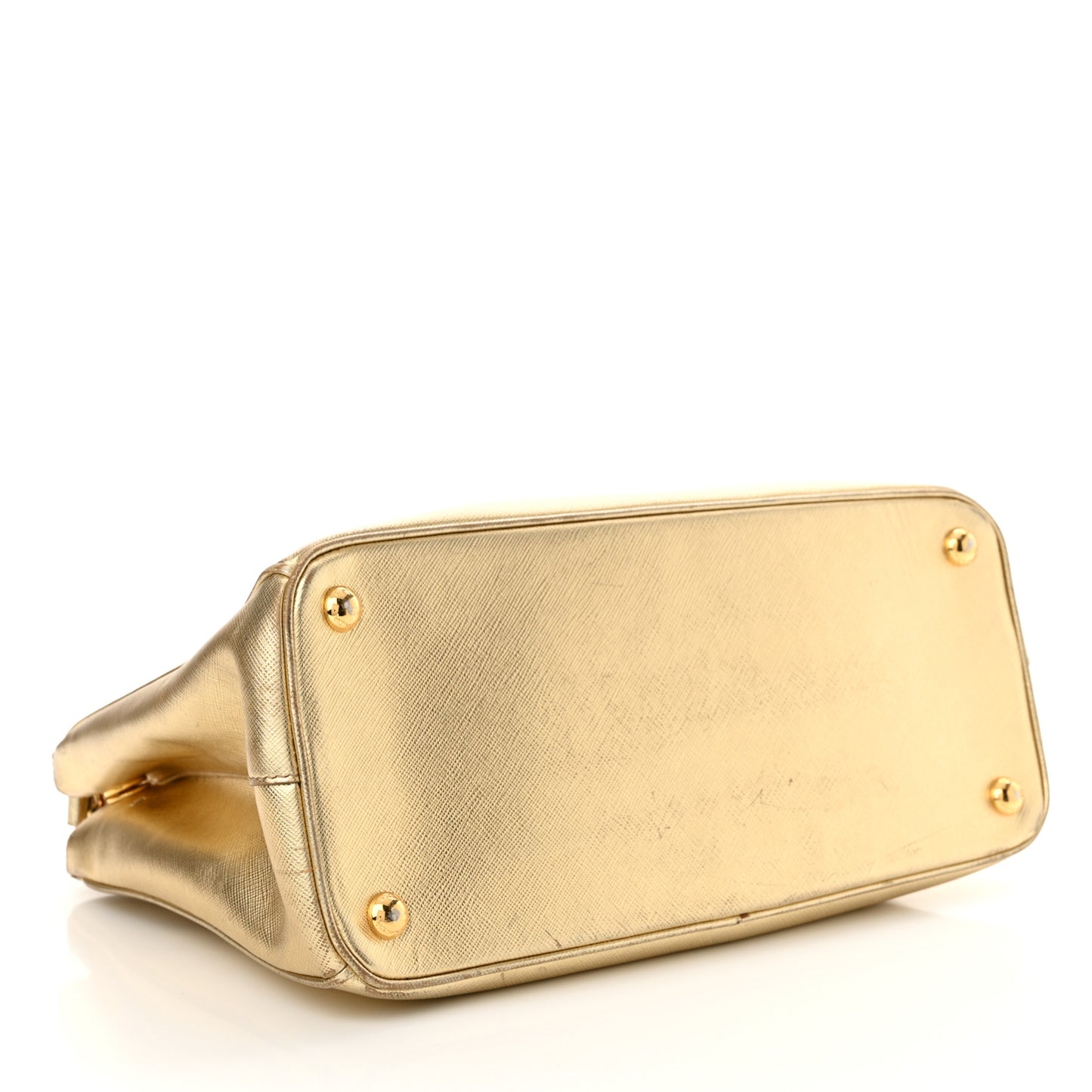 Metallic Saffiano Small Galleria Double Zip Tote Platino