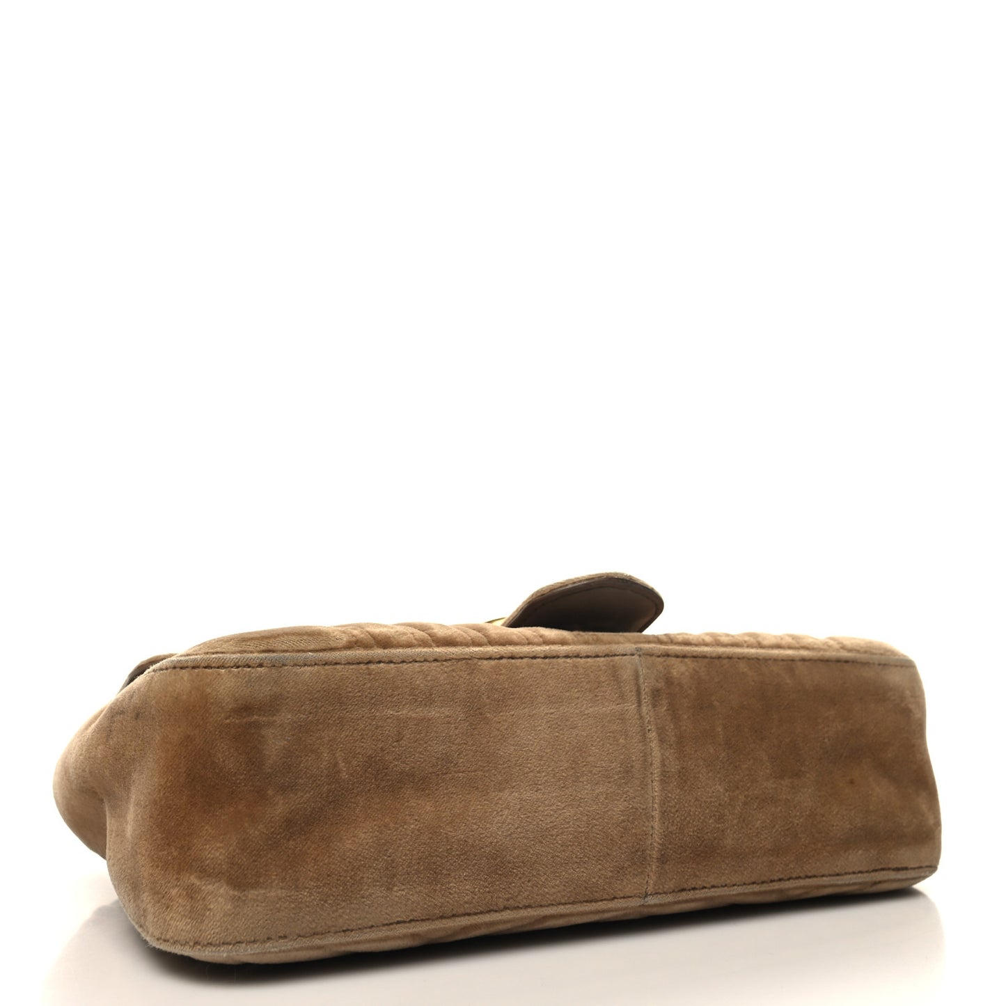 Velvet Matelasse Small GG Marmont Shoulder Bag Taupe