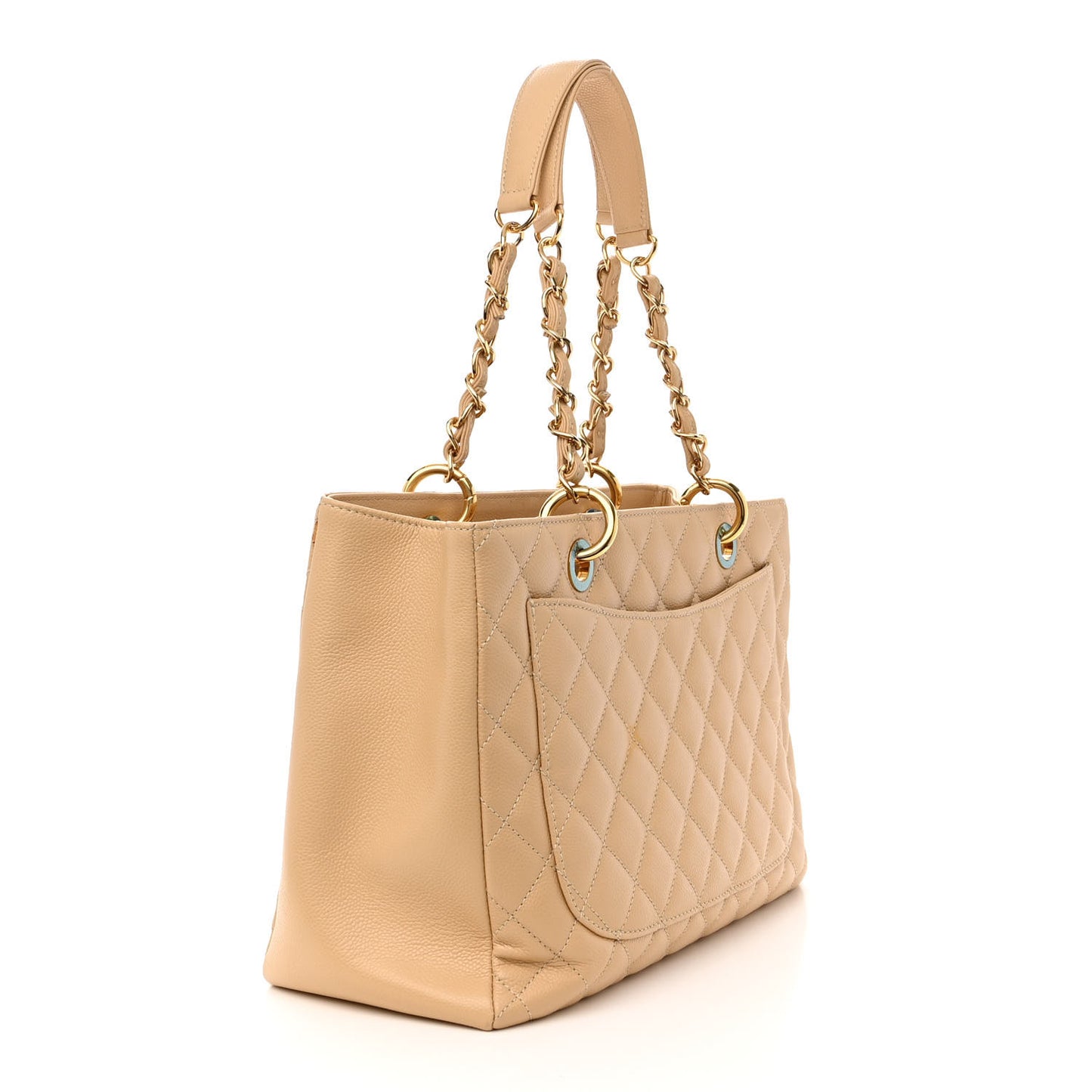 Caviar Quilted Grand Shopping Tote GST Beige Clair