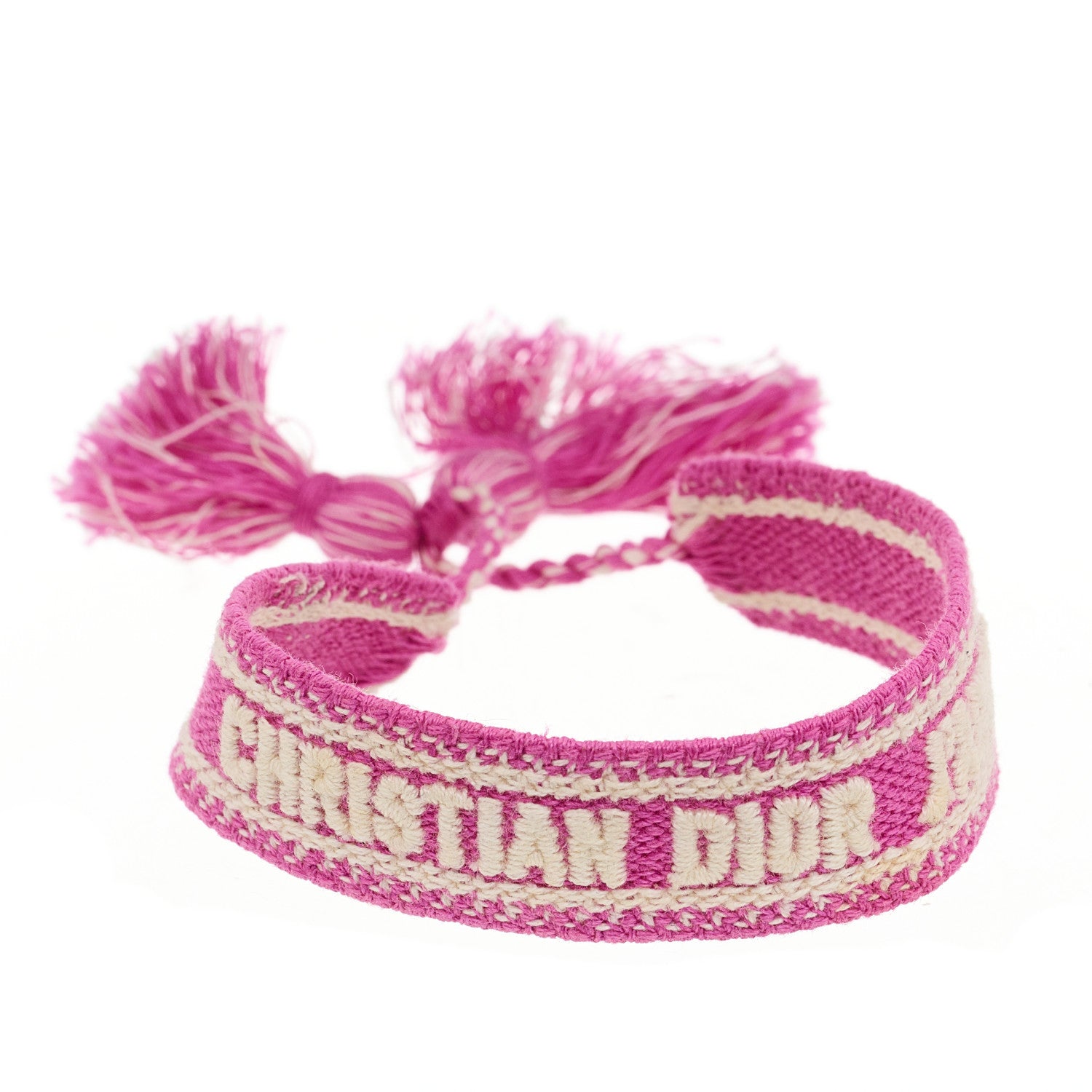 Christian Dior Woven Cotton J'Adior Friendship Bracelet Hot Pink