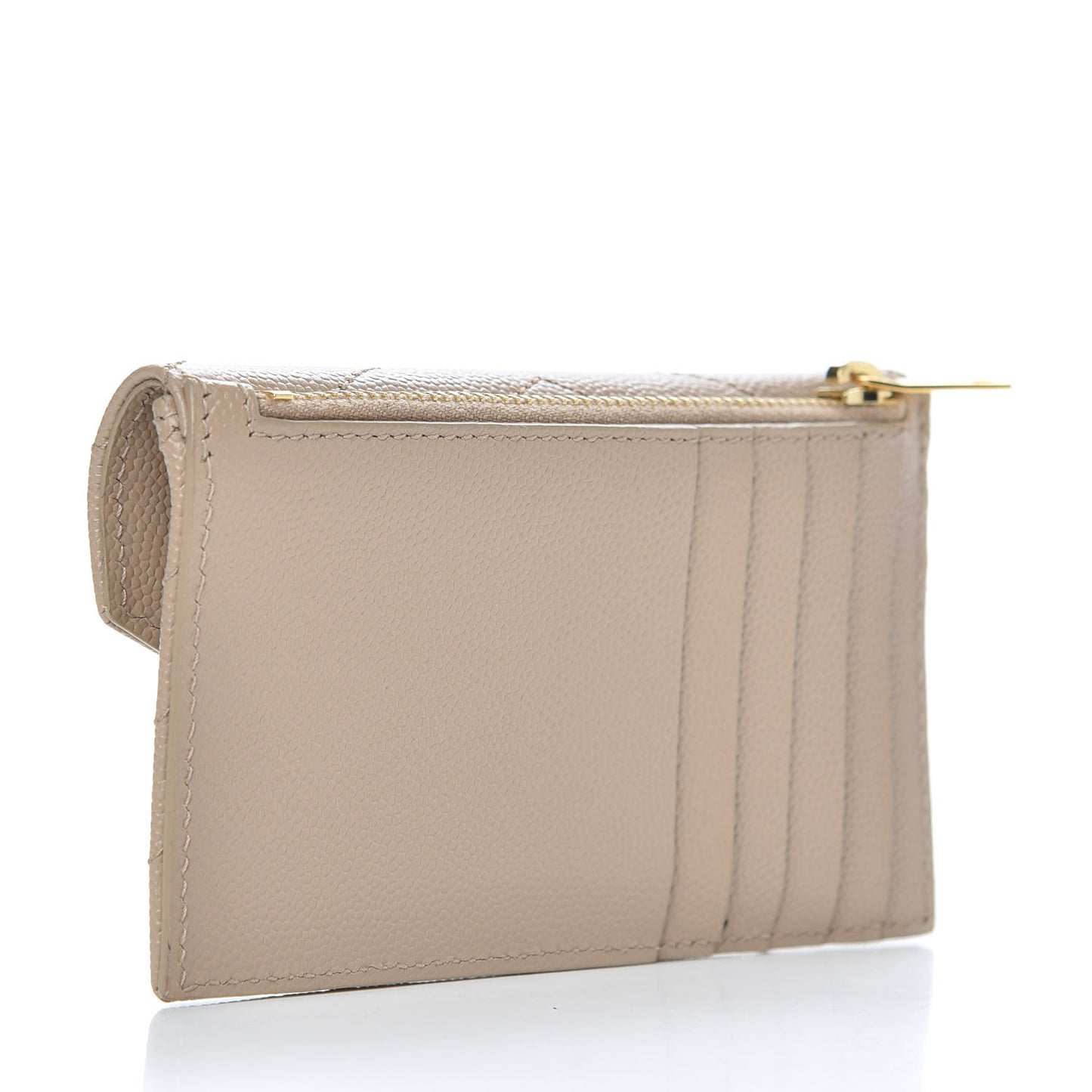 Grain De Poudre Matelasse Chevron Monogram Compact Wallet Dark Beige