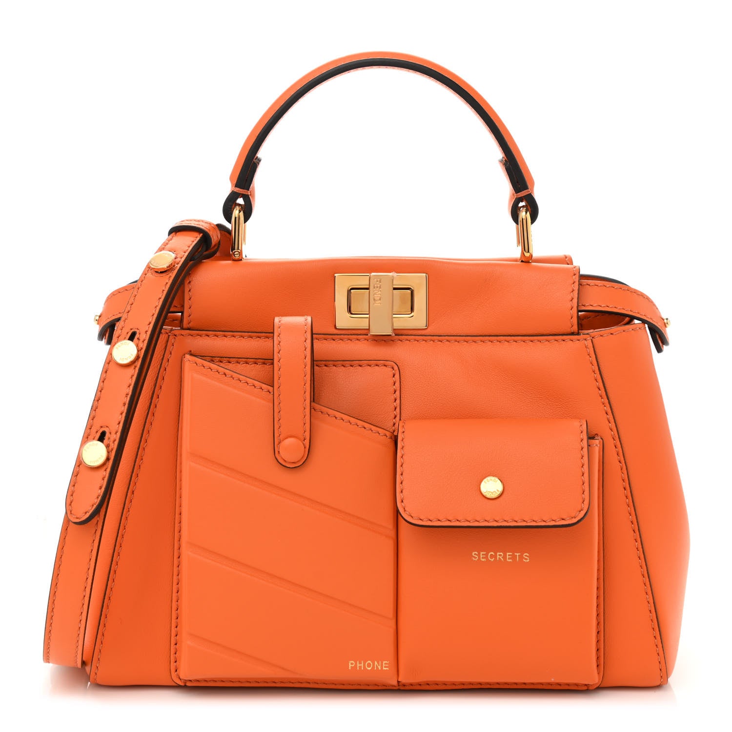 Fendi Vitello Grace Matte Two Pocket Mini Peekaboo Iconic Satchel