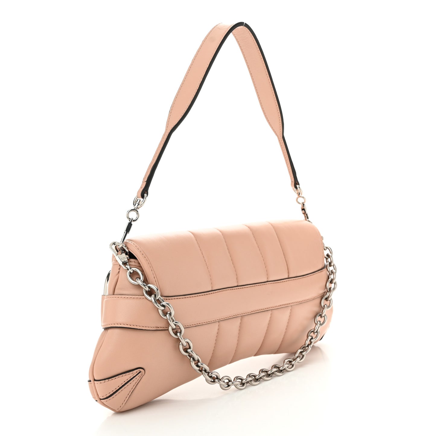 Nappa Vertical Matelasse Medium Maxi Horsebit Chain Shoulder Bag Pink Sand