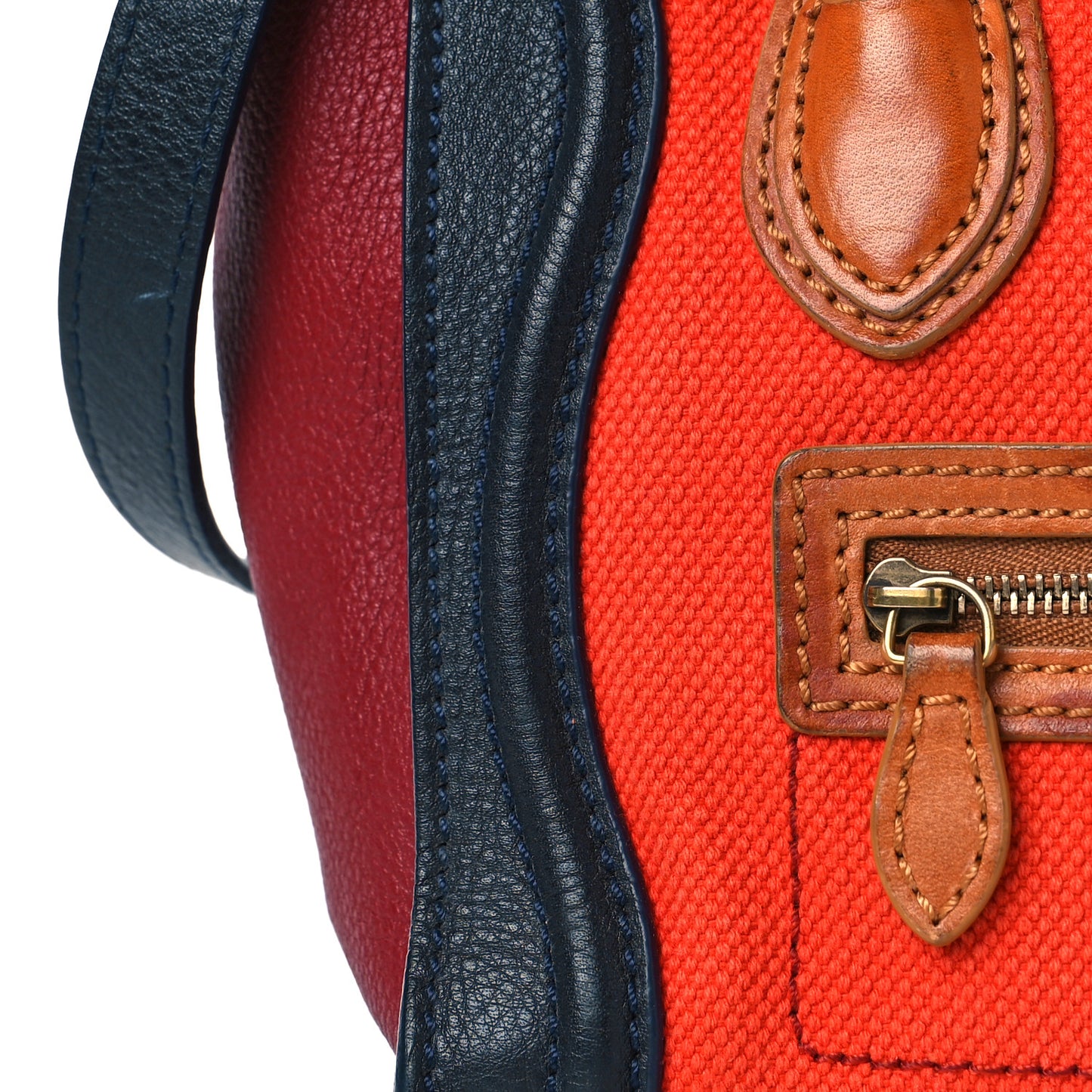 Calfskin Linen Nano Tri-Color Luggage Poppy