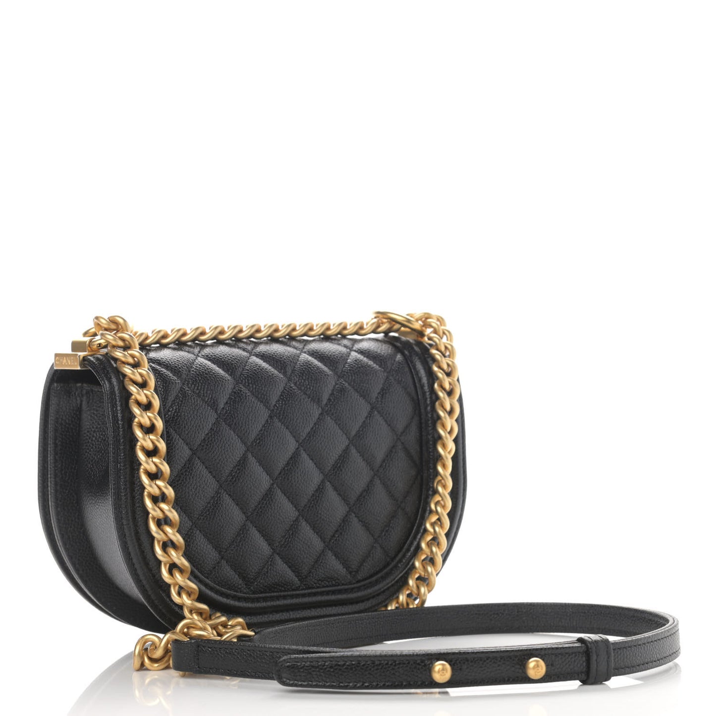 Caviar Quilted Small Boy Messenger Bag Black