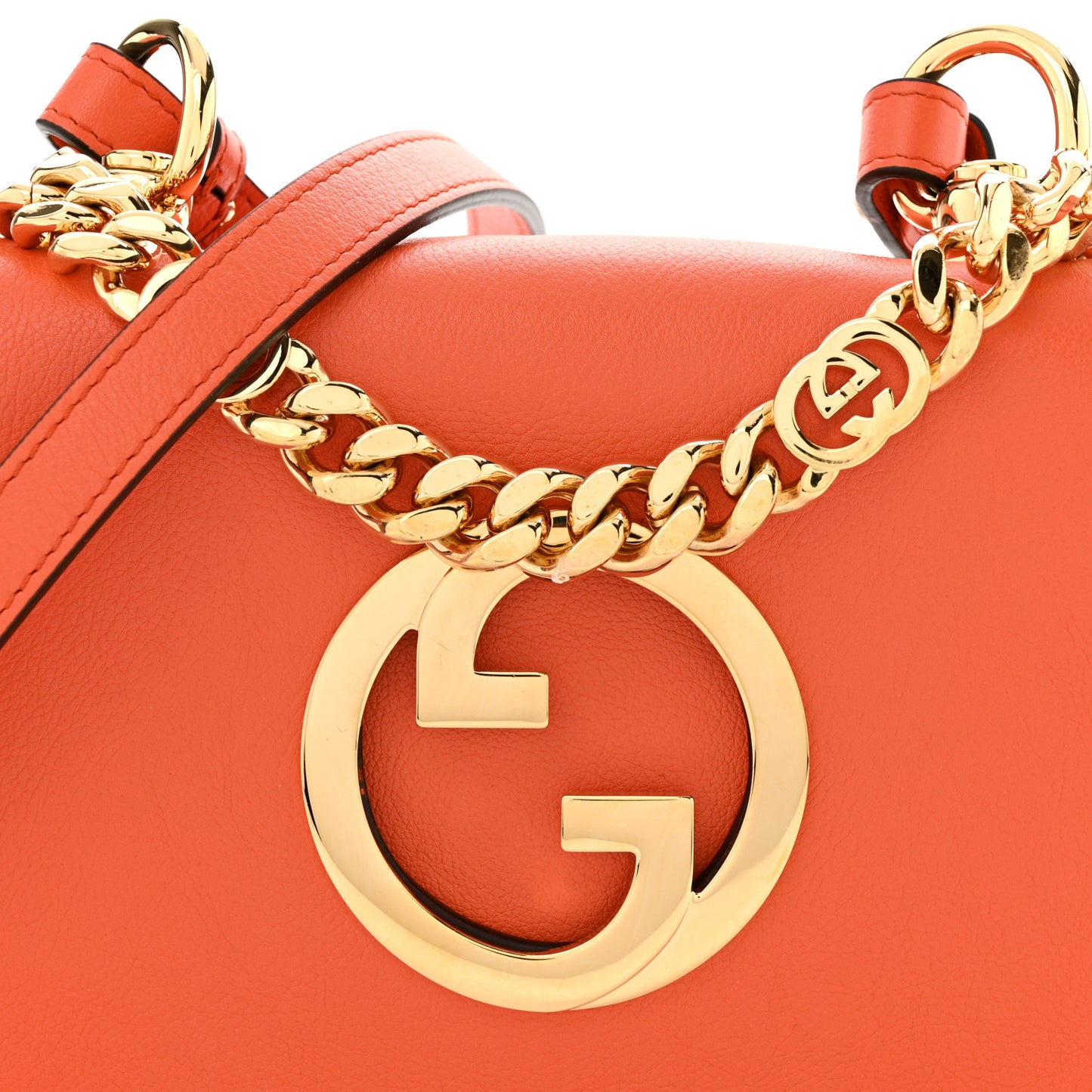 Roxy Calfskin Mini Blondie Chain Shoulder Flap Bag Deep Orange