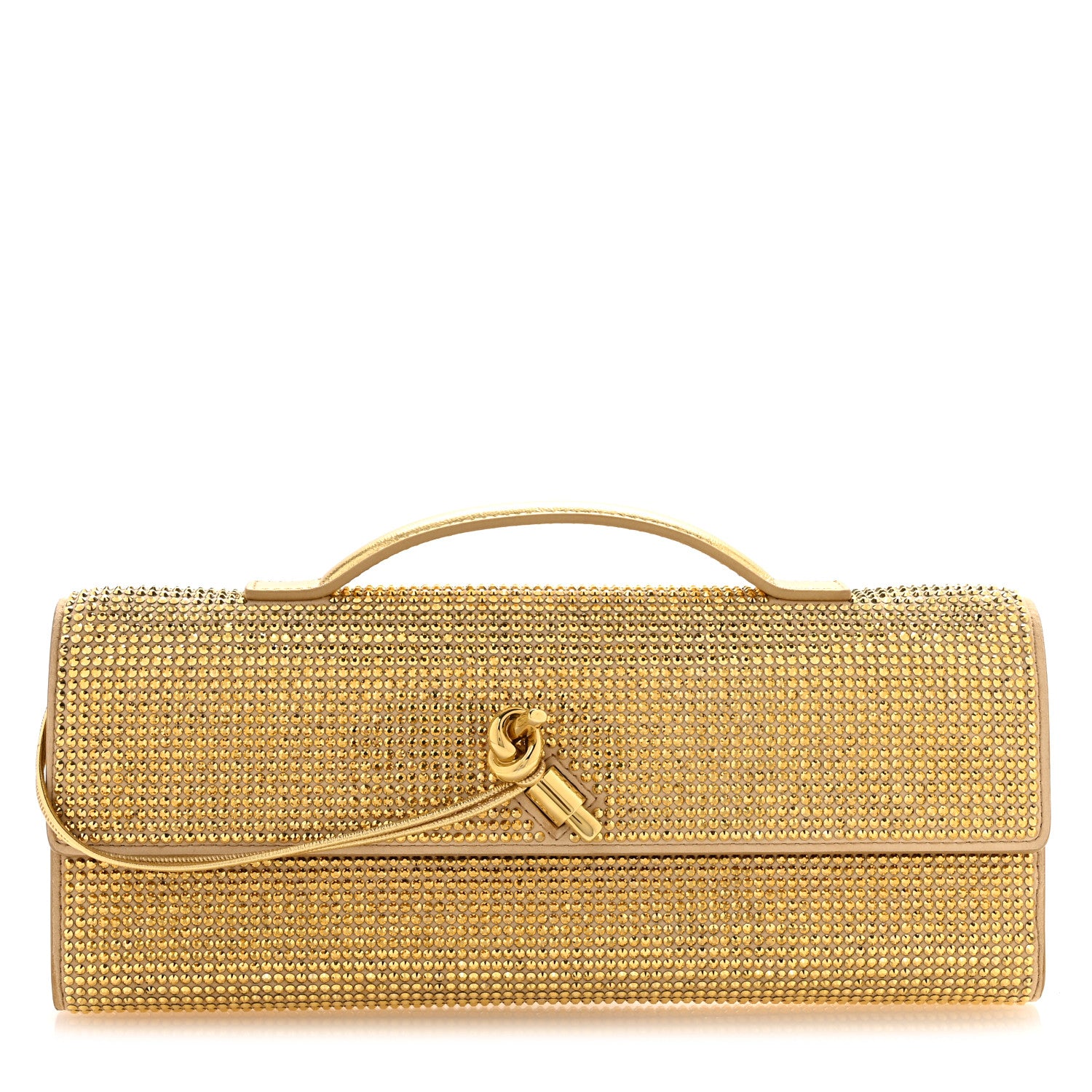 Bottega Veneta Nappa Crystal Long Andiamo Top Handle Clutch