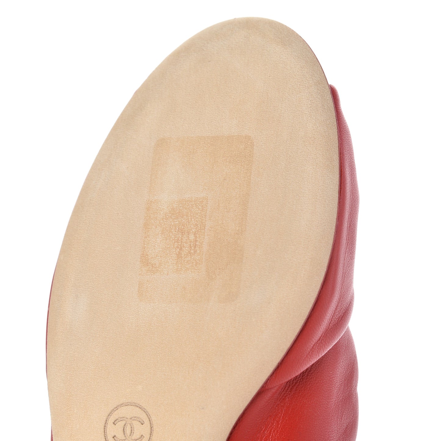 Lambskin Pearl Bow CC Flat Sandals 37 Red